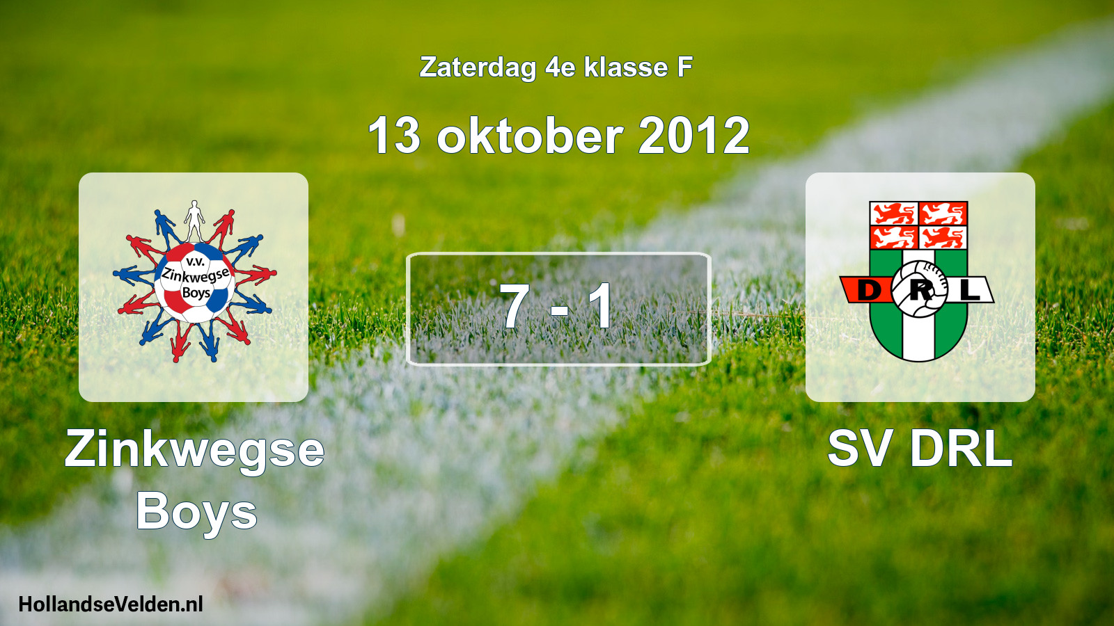 Total number of matches played: Zinkwegse Boys - SV DRL 7 - 1 (13 October 2012)