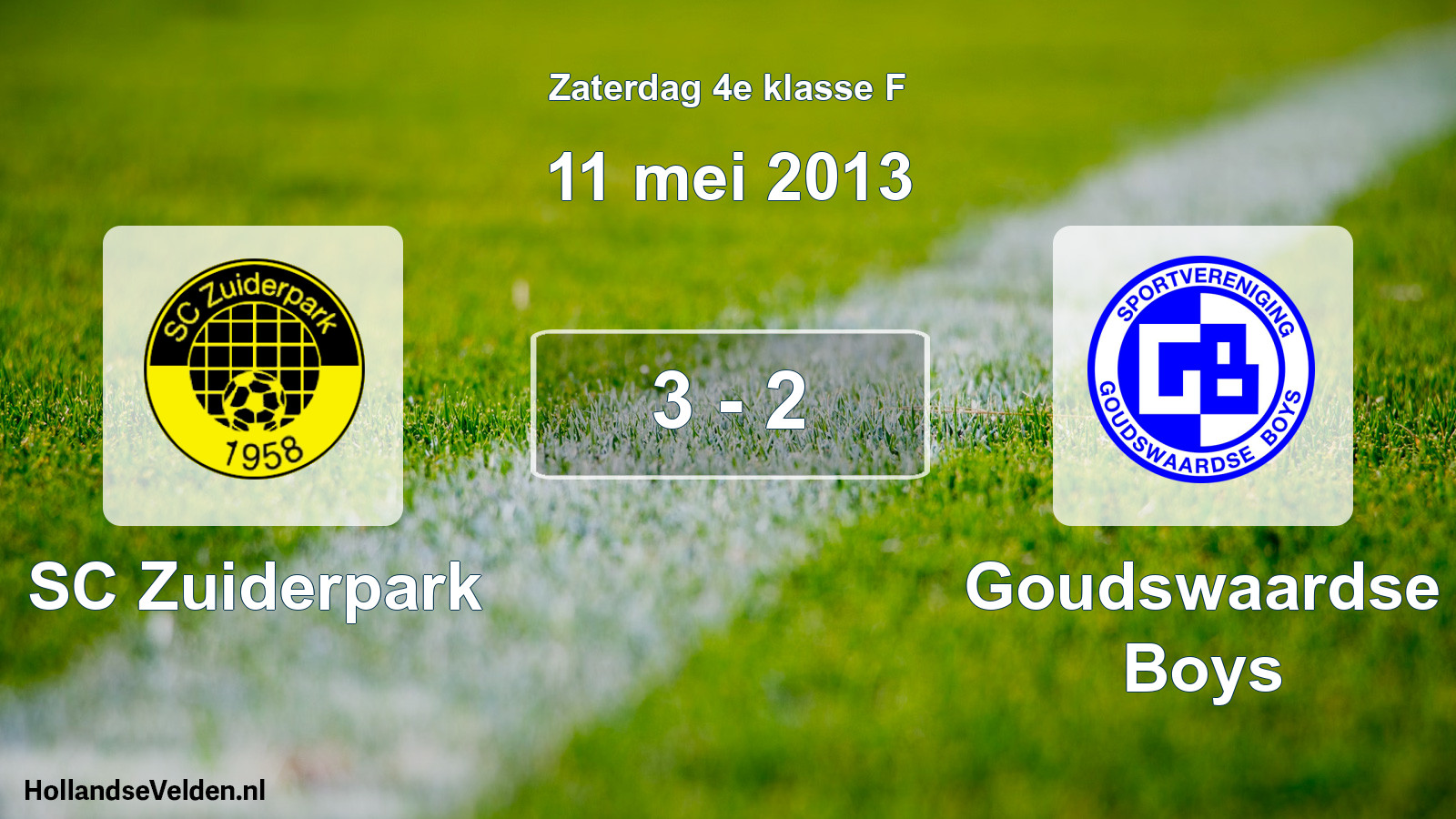 Total number of matches played: SC Zuiderpark - Goudswaardse Boys 3 - 2 (11 May 2013)