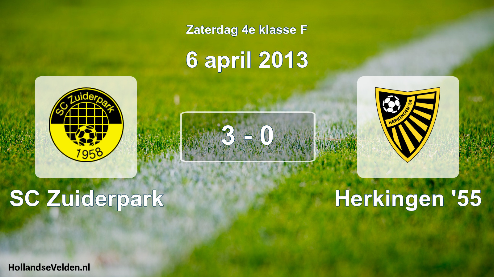 Total number of matches played: SC Zuiderpark - Herkingen '55 3 - 0 (6 April 2013)