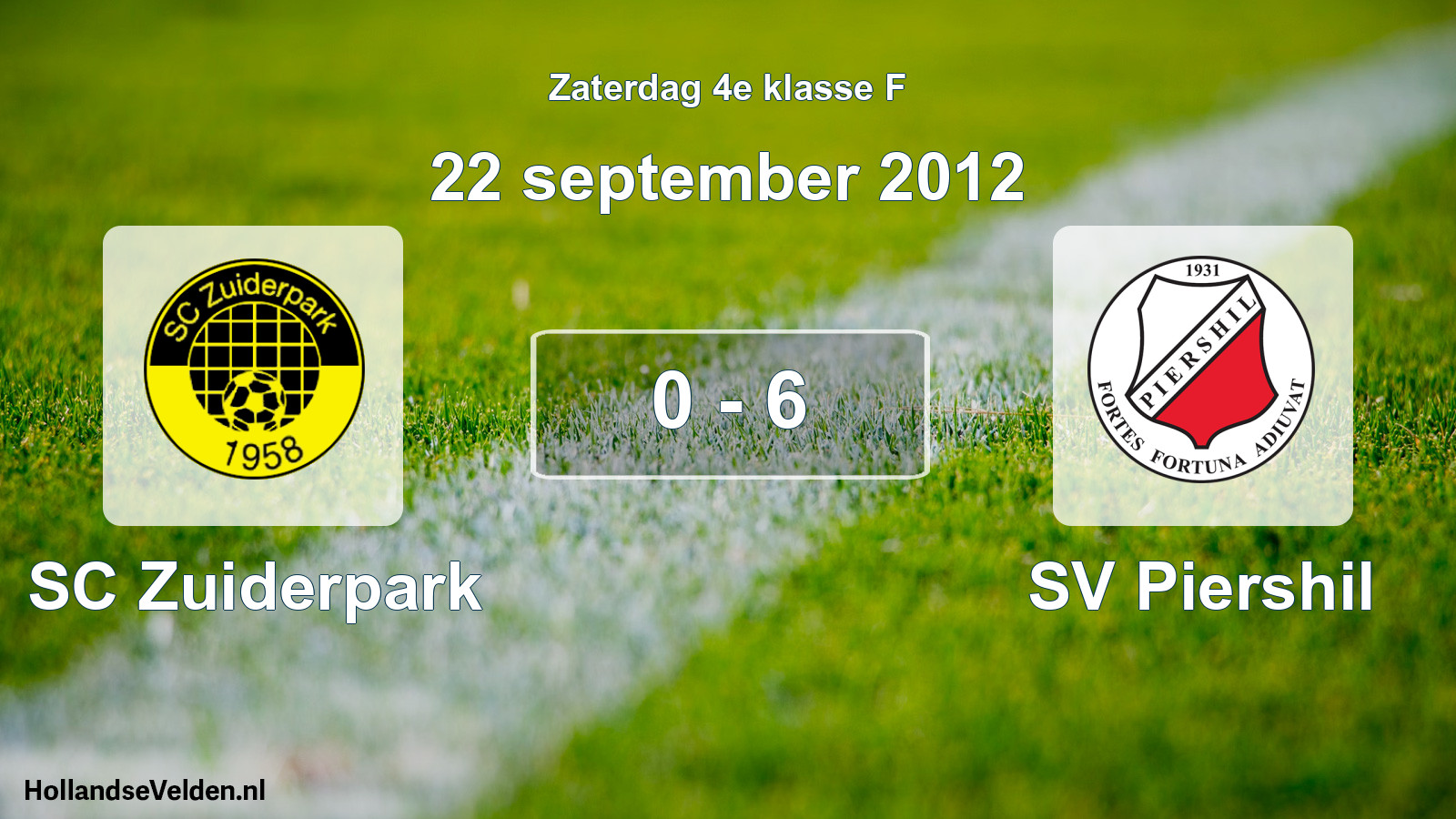 Total number of matches played: SC Zuiderpark - SV Piershil 0 - 6 (22 September 2012)