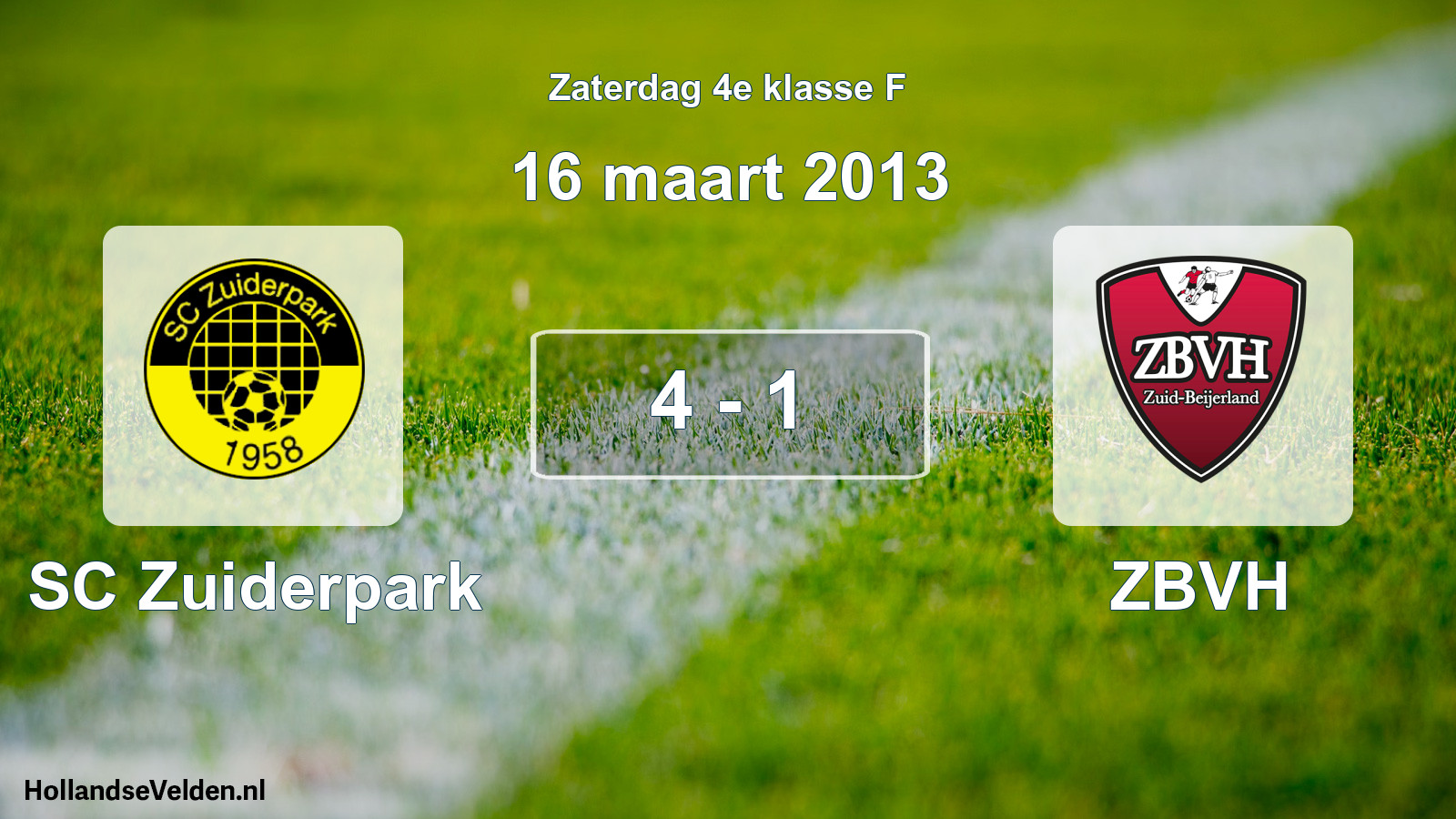 Total number of matches played: SC Zuiderpark - ZBVH 4 - 1 (16 March 2013)