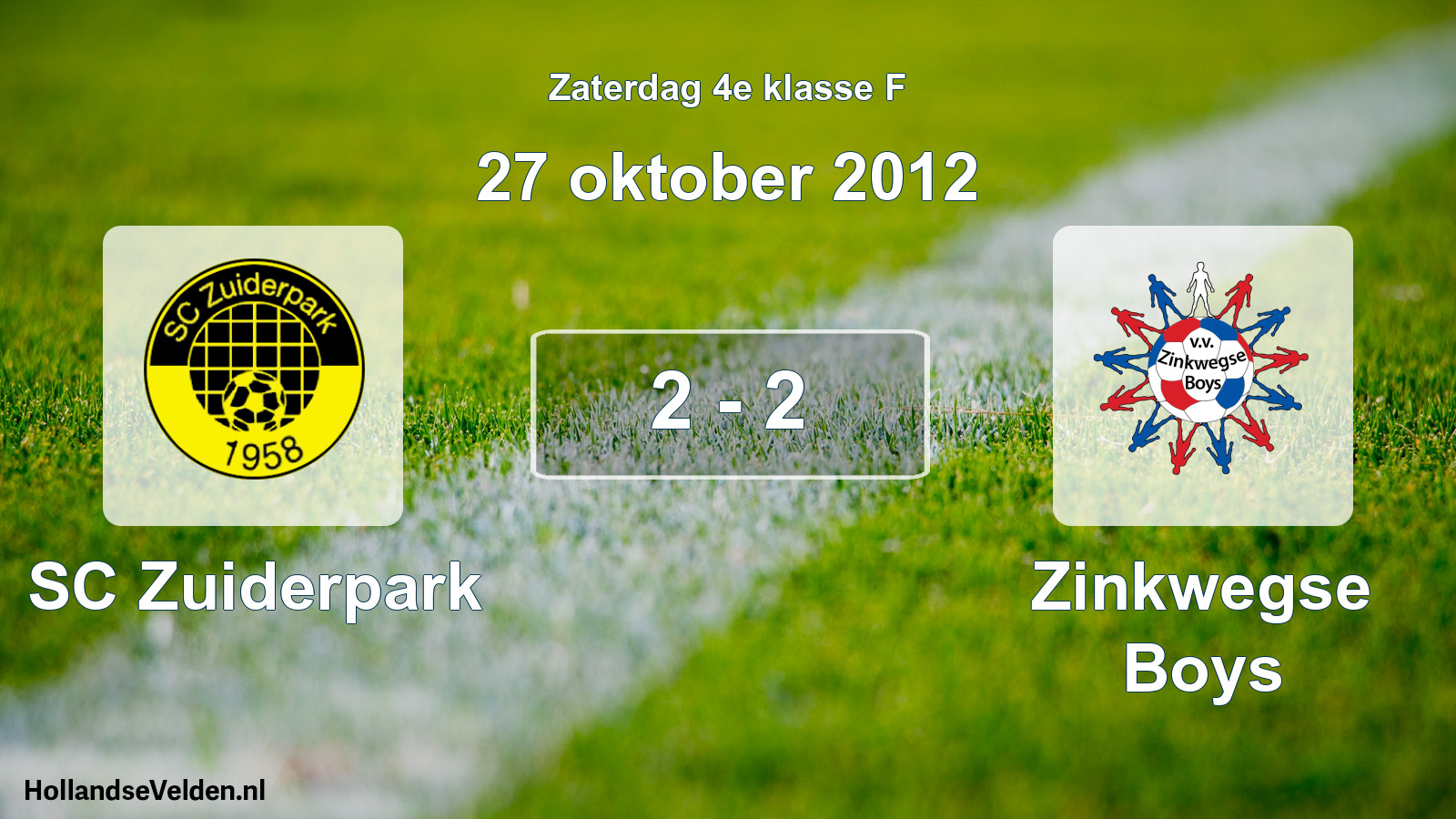 Total number of matches played: SC Zuiderpark - Zinkwegse Boys 2 - 2 (27 October 2012)