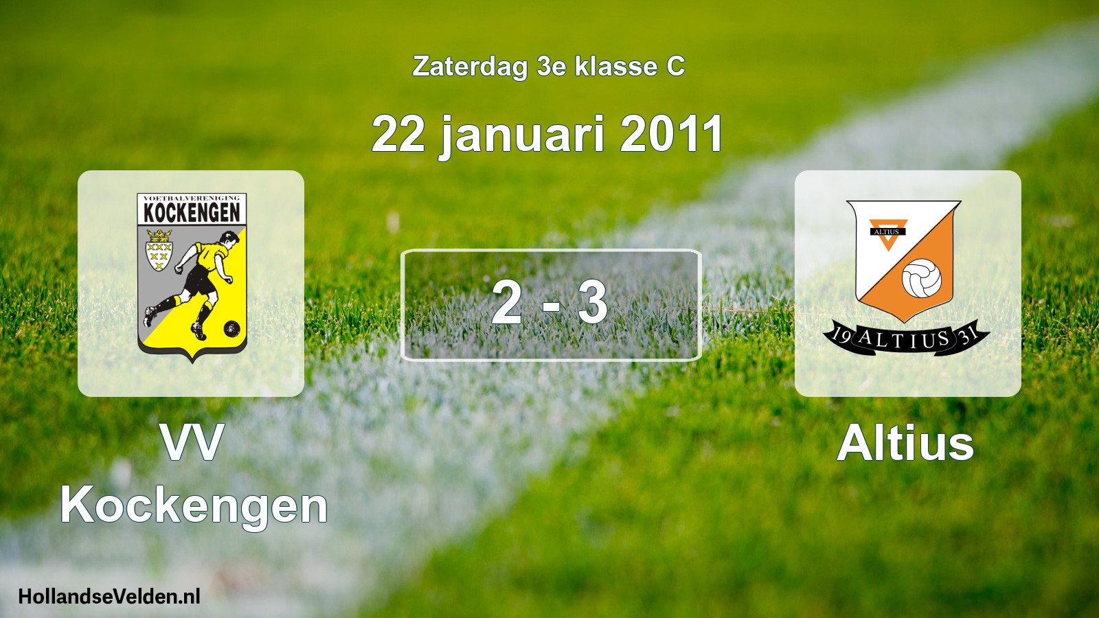 Total number of matches played: VV Kockengen - Altius 2 - 3 (22 January 2011)
