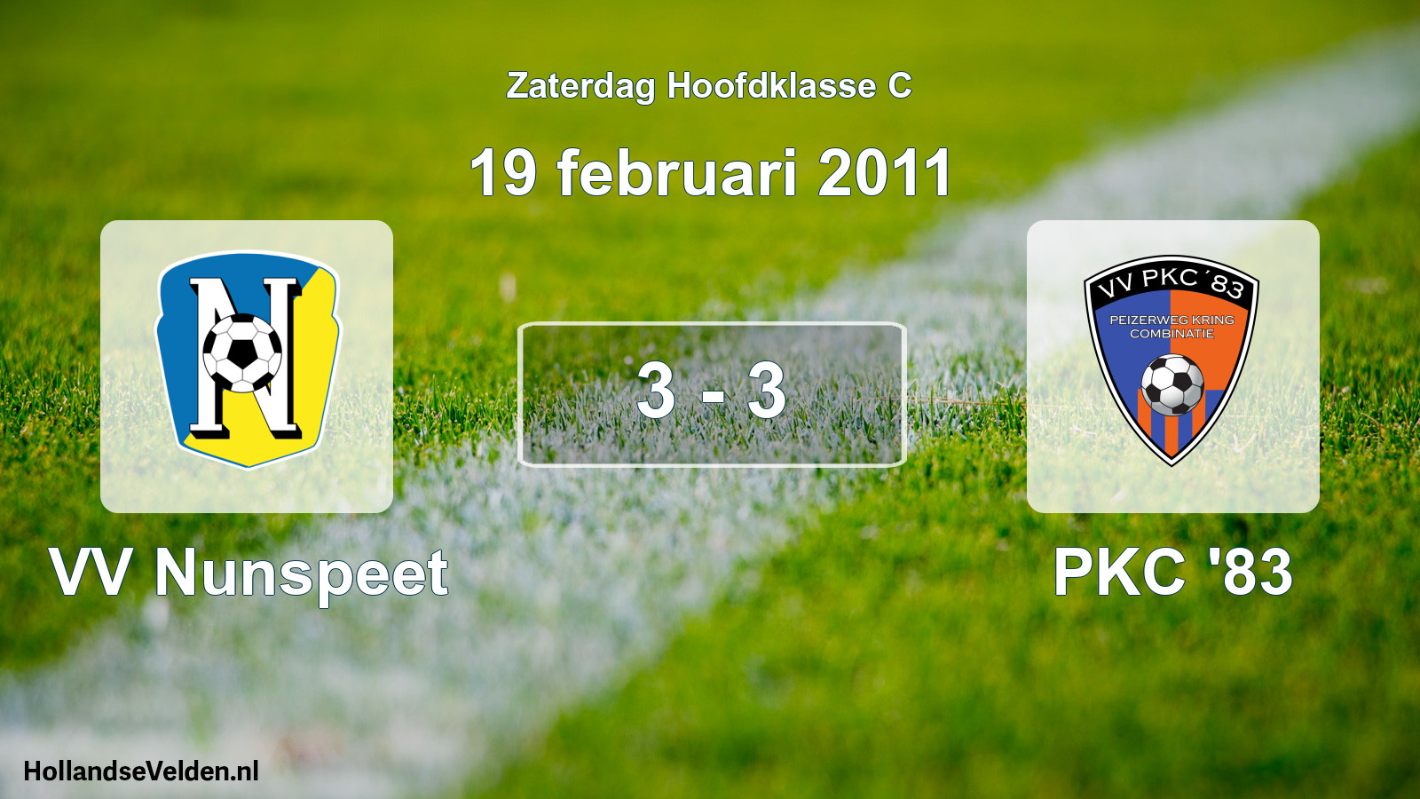 Total number of matches played: VV Nunspeet - PKC '83 3 - 3 (19 February 2011)