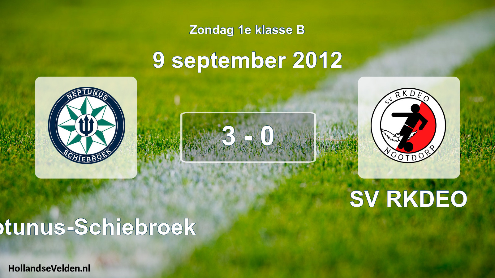 Total number of matches played: Neptunus-Schiebroek - SV RKDEO 3 - 0 (9 September 2012)