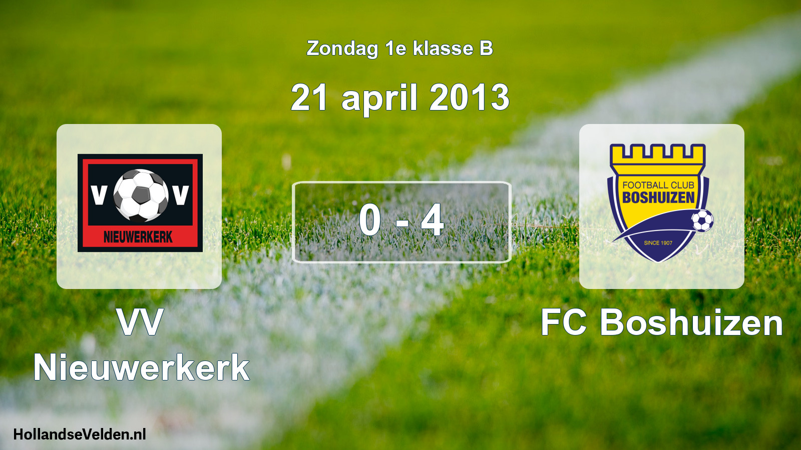 Total number of matches played: VV Nieuwerkerk - FC Boshuizen 0 - 4 (21 April 2013)