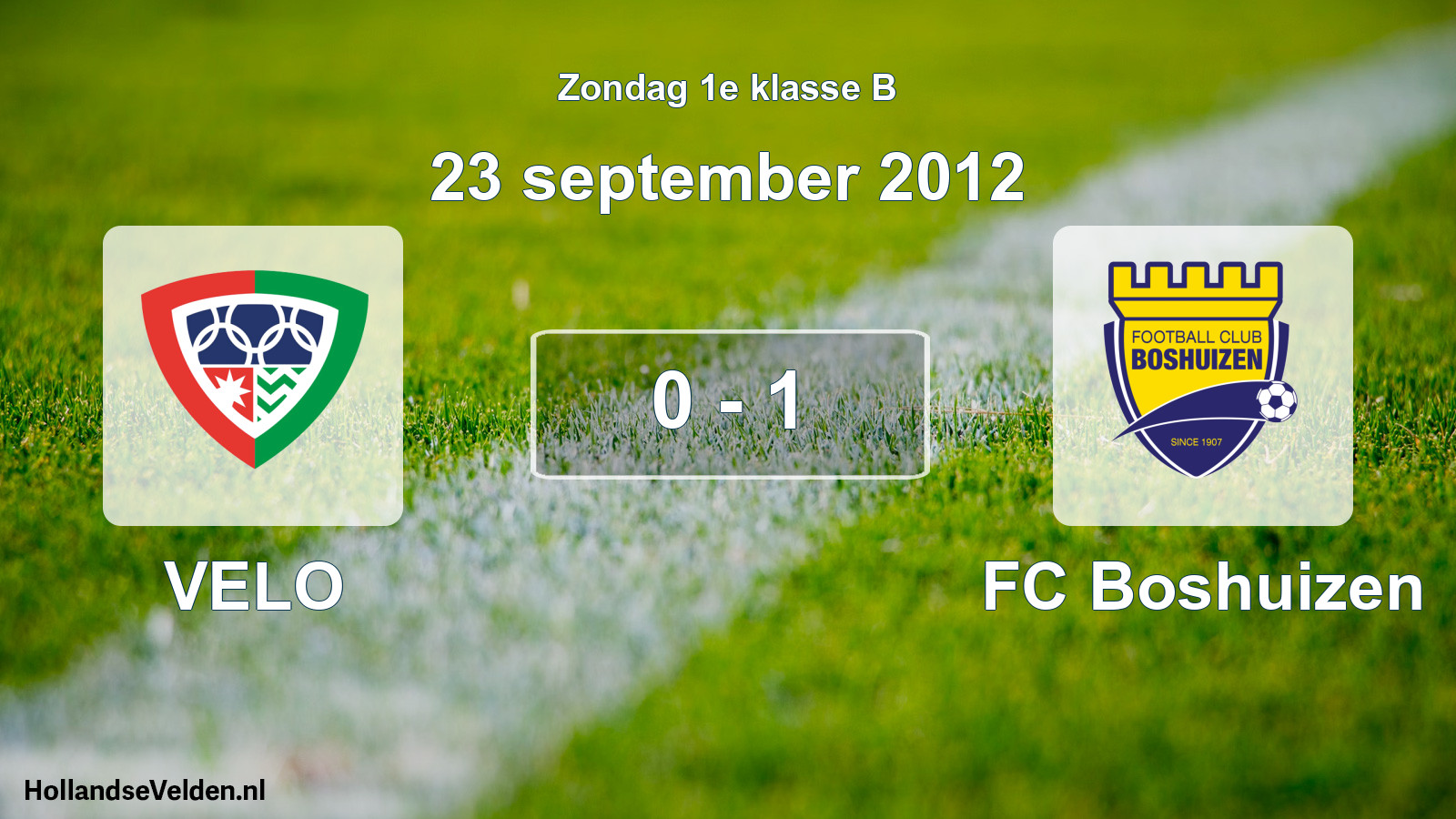 Total number of matches played: VELO - FC Boshuizen 0 - 1 (23 September 2012)