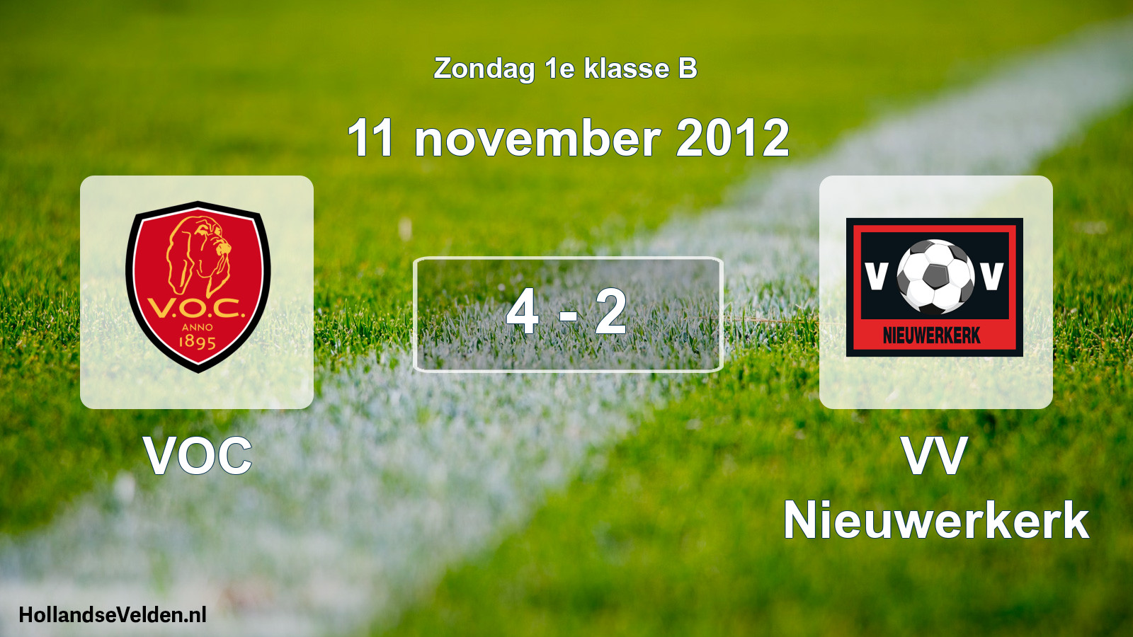 Total number of matches played: VOC - VV Nieuwerkerk 4 - 2 (11 November 2012)