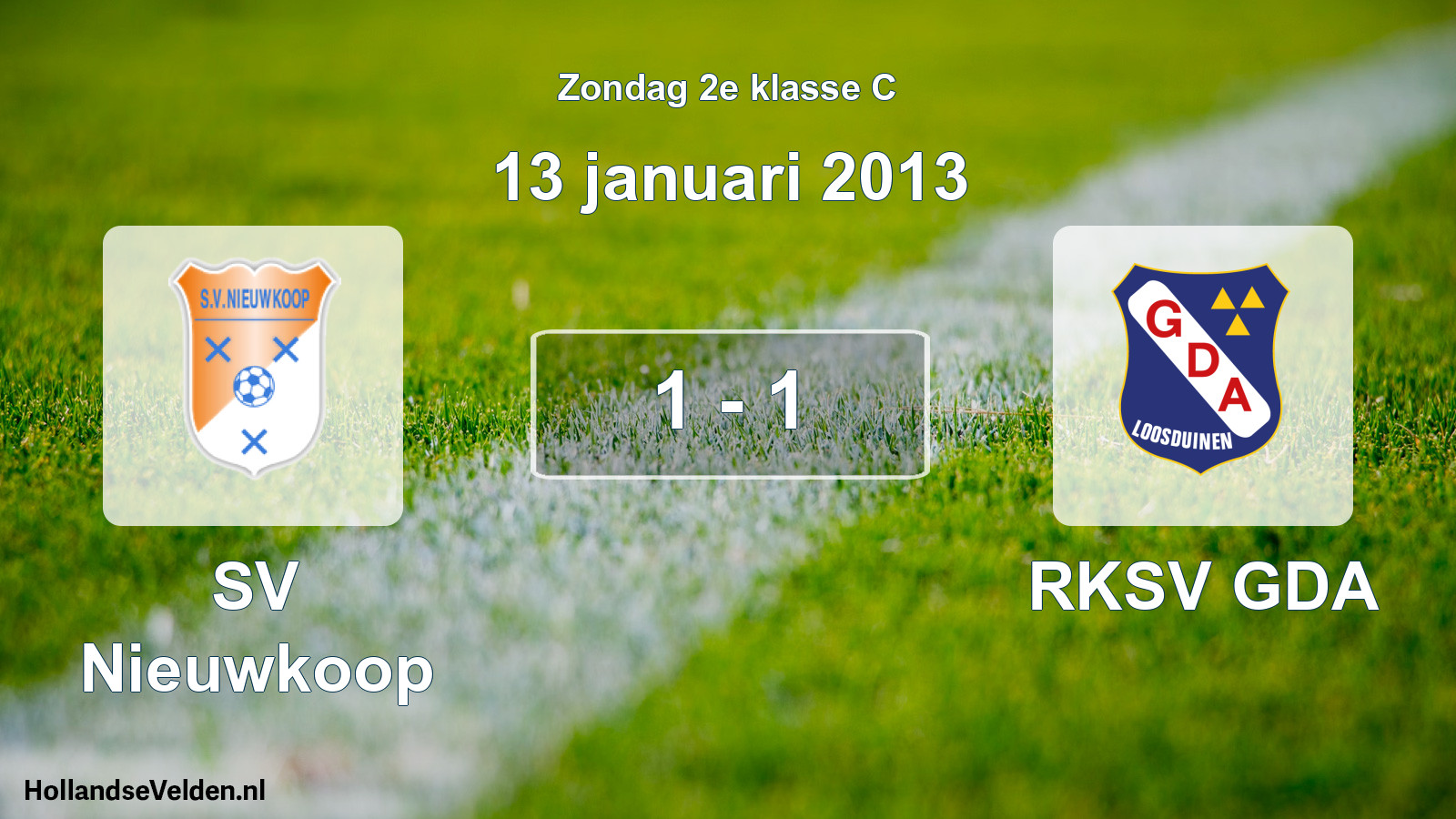 Total number of matches played: SV Nieuwkoop - RKSV GDA 1 - 1 (13 January 2013)