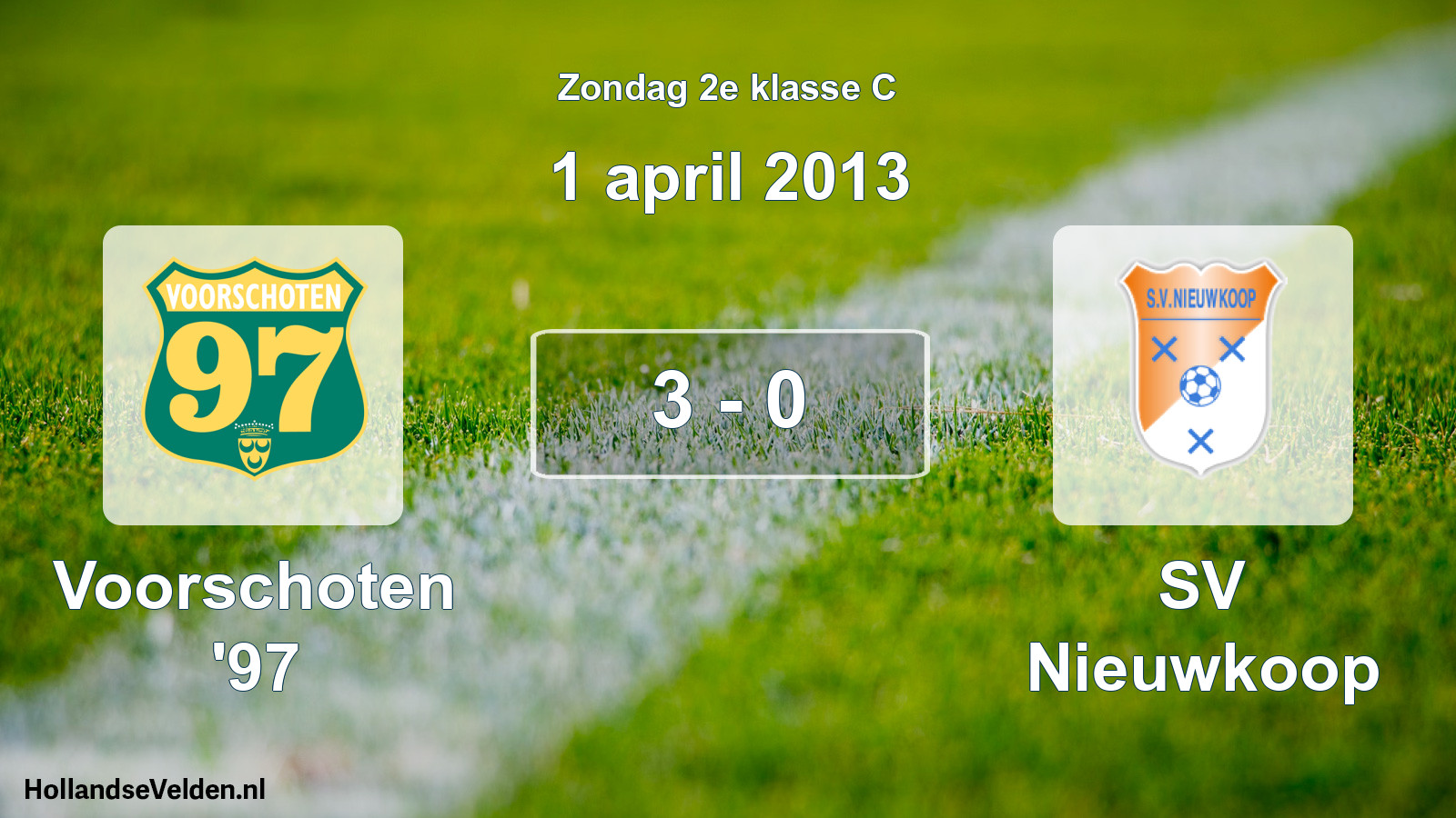 Total number of matches played: Voorschoten '97 - SV Nieuwkoop 3 - 0 (1 April 2013)