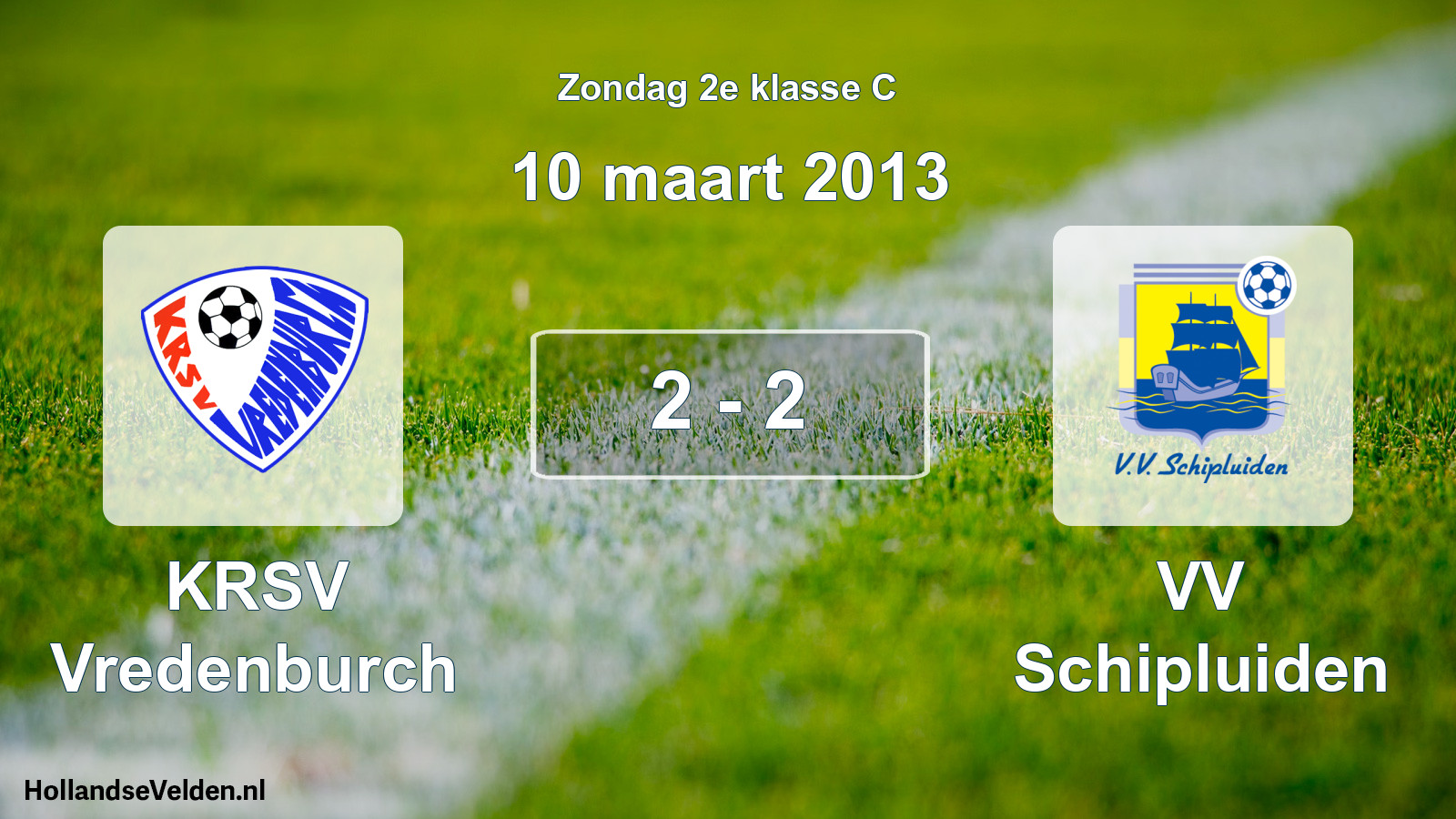 Total number of matches played: KRSV Vredenburch - VV Schipluiden 2 - 2 (10 March 2013)
