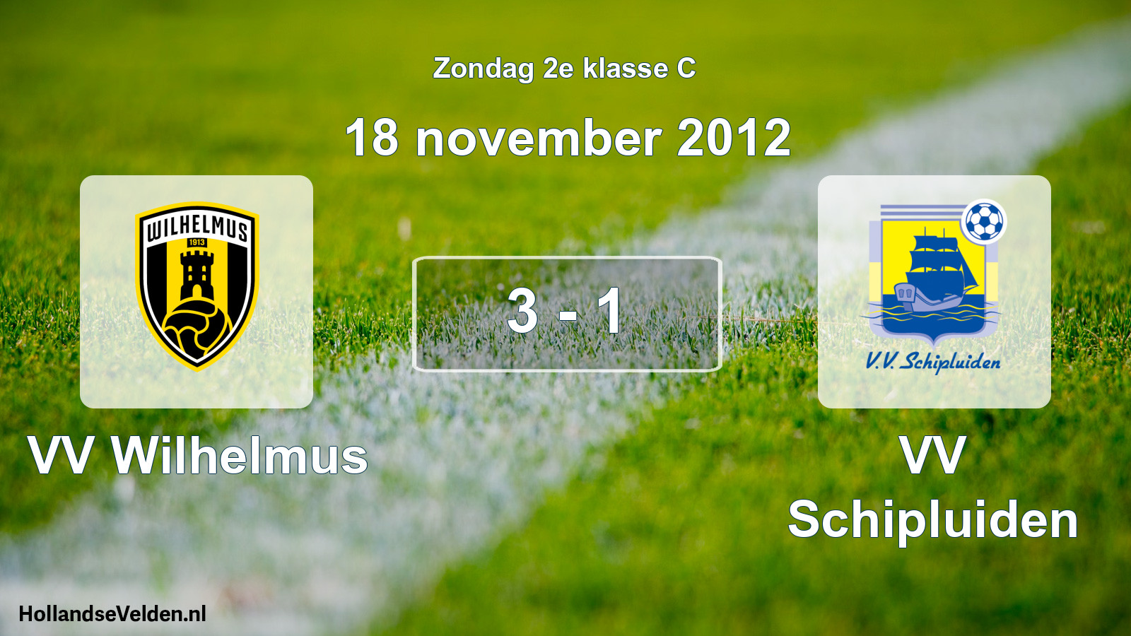 Total number of matches played: VV Wilhelmus - VV Schipluiden 3 - 1 (18 November 2012)
