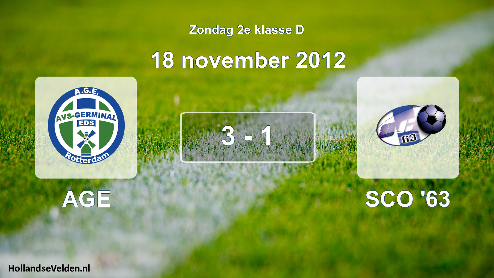 Total number of matches played: AGE - SCO '63 3 - 1 (18 November 2012)