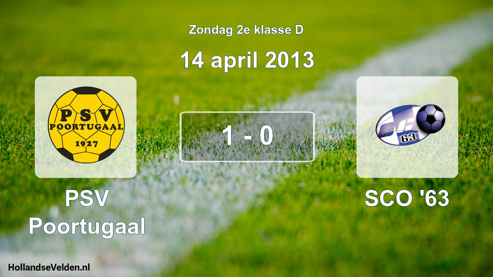 Total number of matches played: PSV Poortugaal - SCO '63 1 - 0 (14 April 2013)