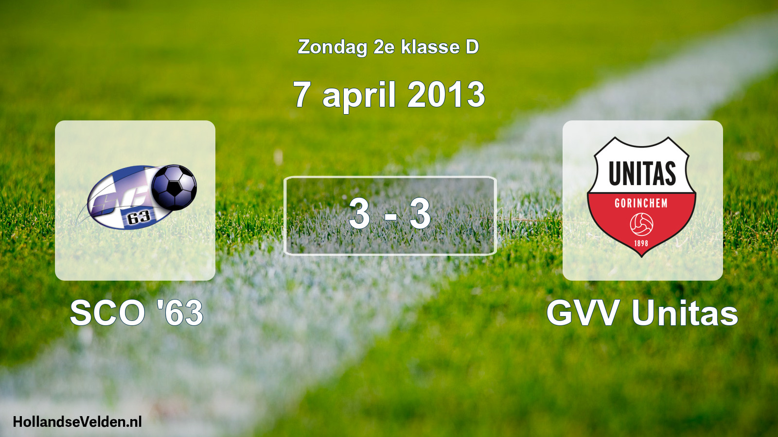 Total number of matches played: SCO '63 - GVV Unitas 3 - 3 (7 April 2013)