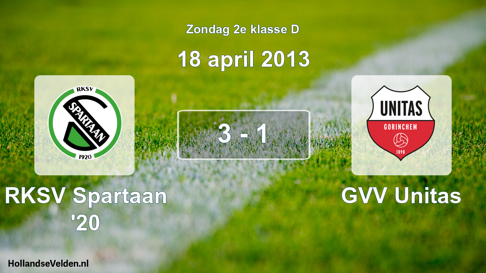 Total number of matches played: RKSV Spartaan '20 - GVV Unitas 3 - 1 (18 April 2013)