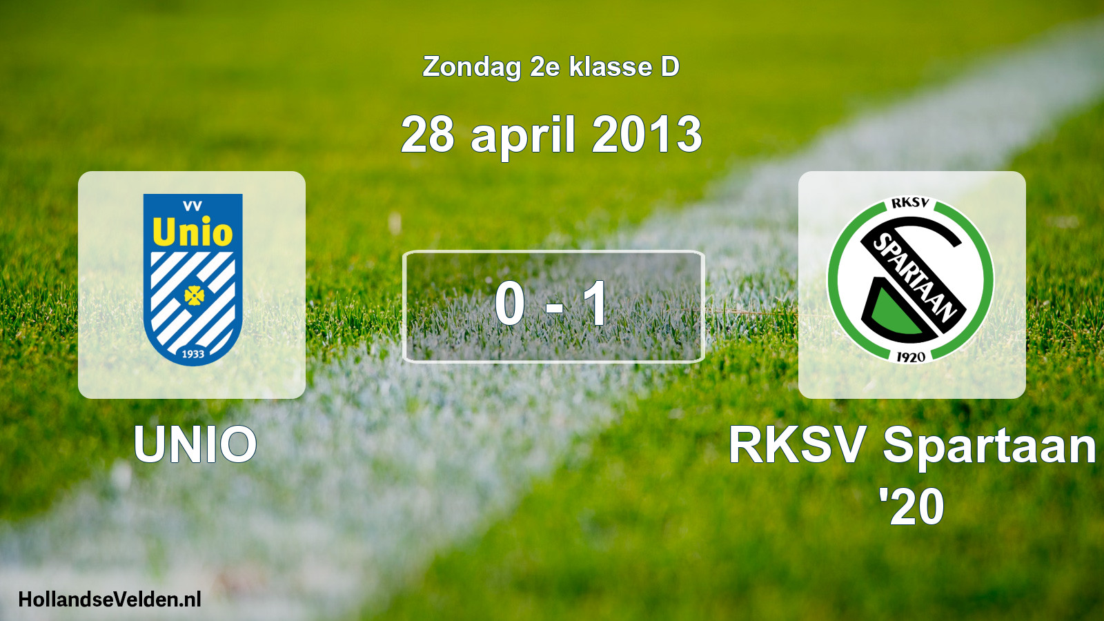 Total number of matches played: UNIO - RKSV Spartaan '20 0 - 1 (28 April 2013)