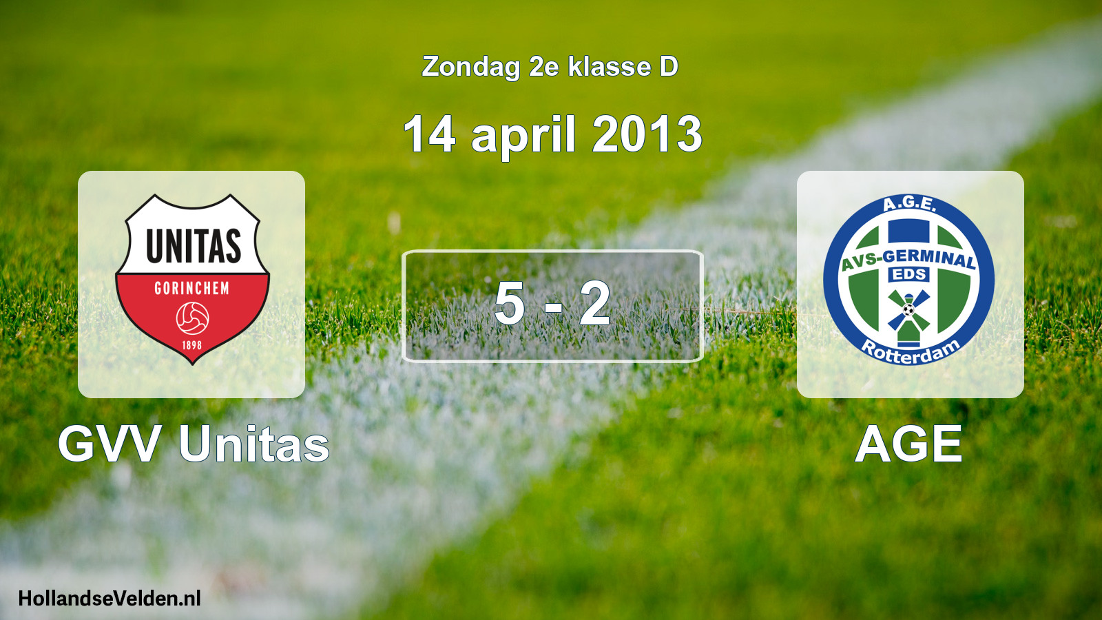 Total number of matches played: GVV Unitas - AGE 5 - 2 (14 April 2013)