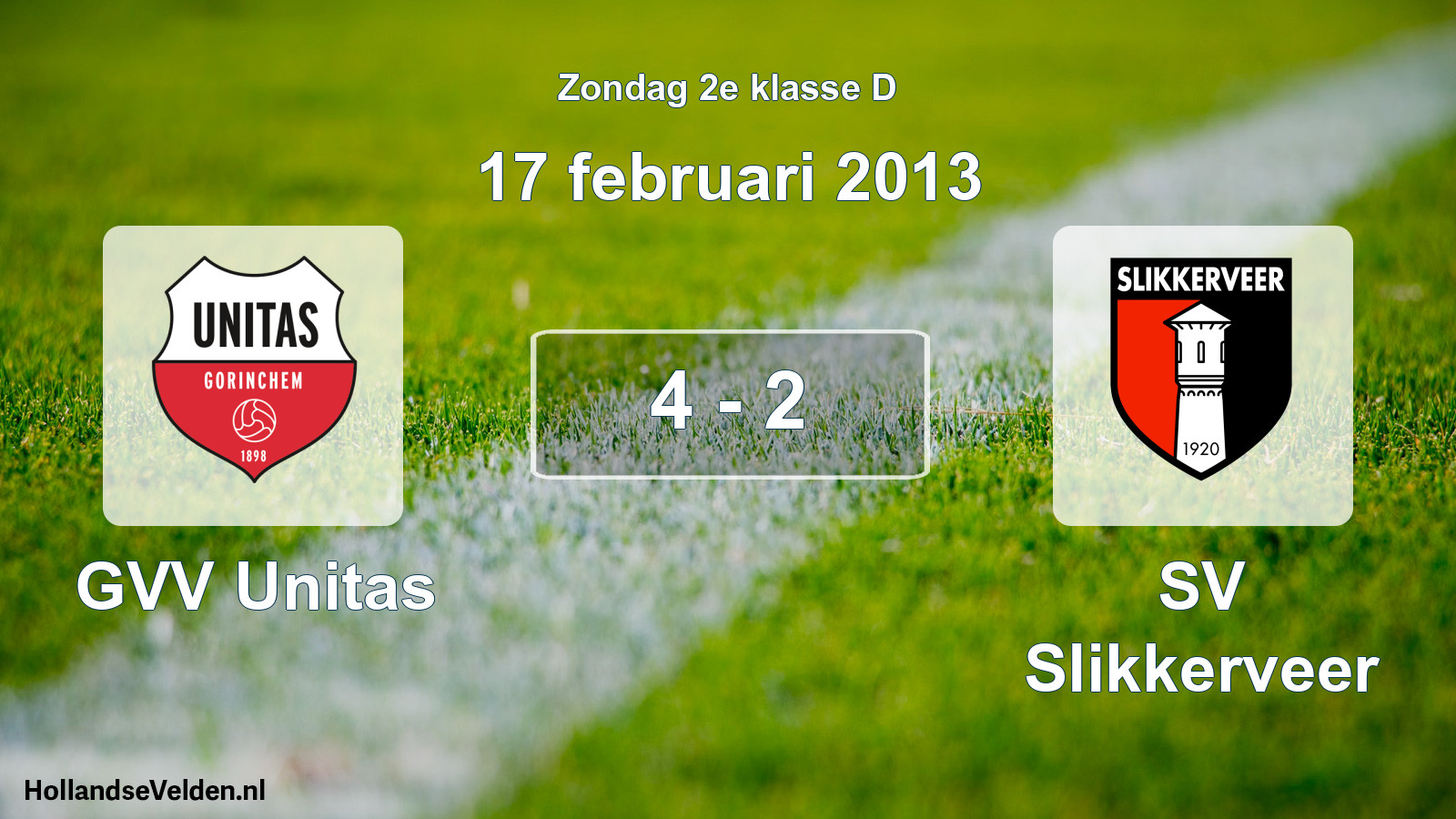 Total number of matches played: GVV Unitas - SV Slikkerveer 4 - 2 (17 February 2013)