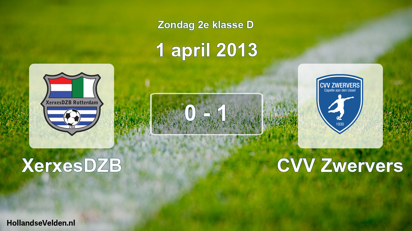Total number of matches played: XerxesDZB - CVV Zwervers 0 - 1 (1 April 2013)