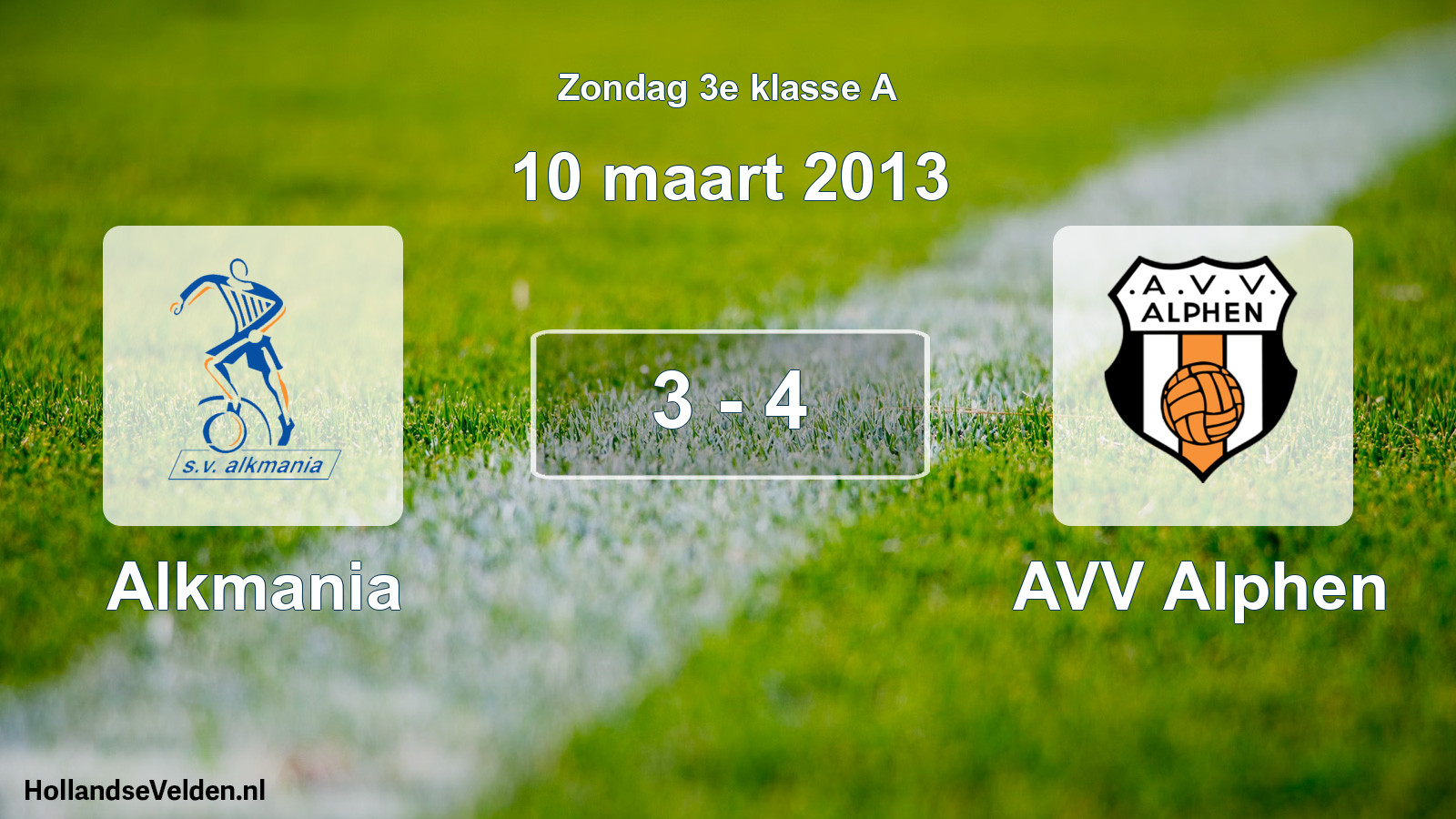 Total number of matches played: Alkmania - AVV Alphen 3 - 4 (10 March 2013)