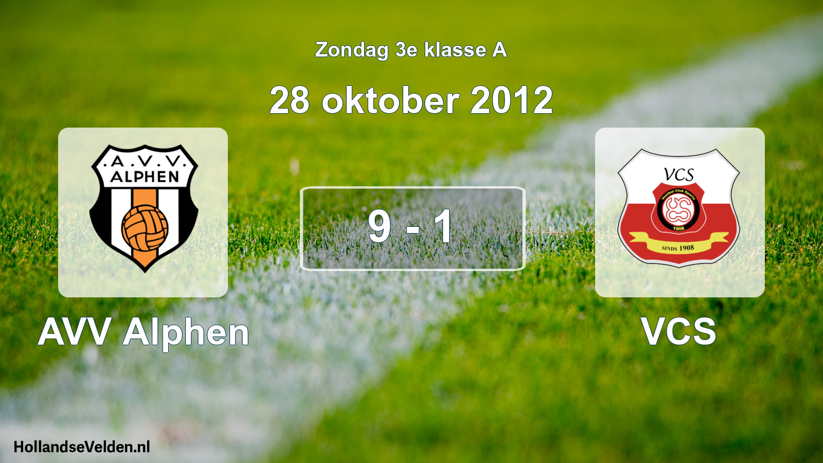 Total number of matches played: AVV Alphen - VCS 9 - 1 (28 October 2012)