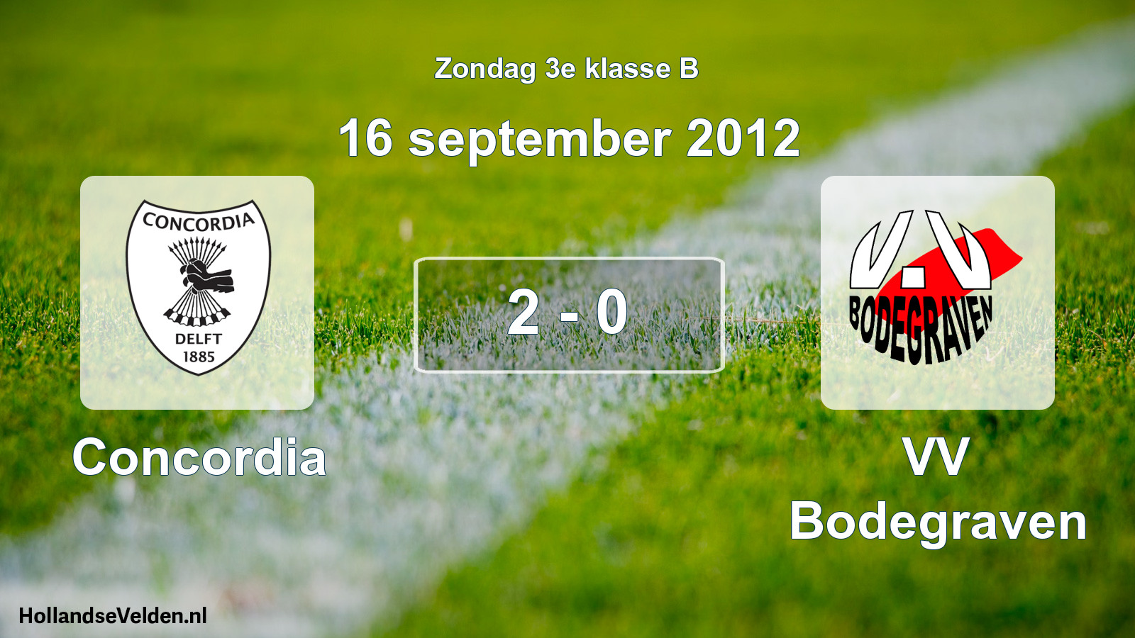 Total number of matches played: Concordia - VV Bodegraven 2 - 0 (16 September 2012)