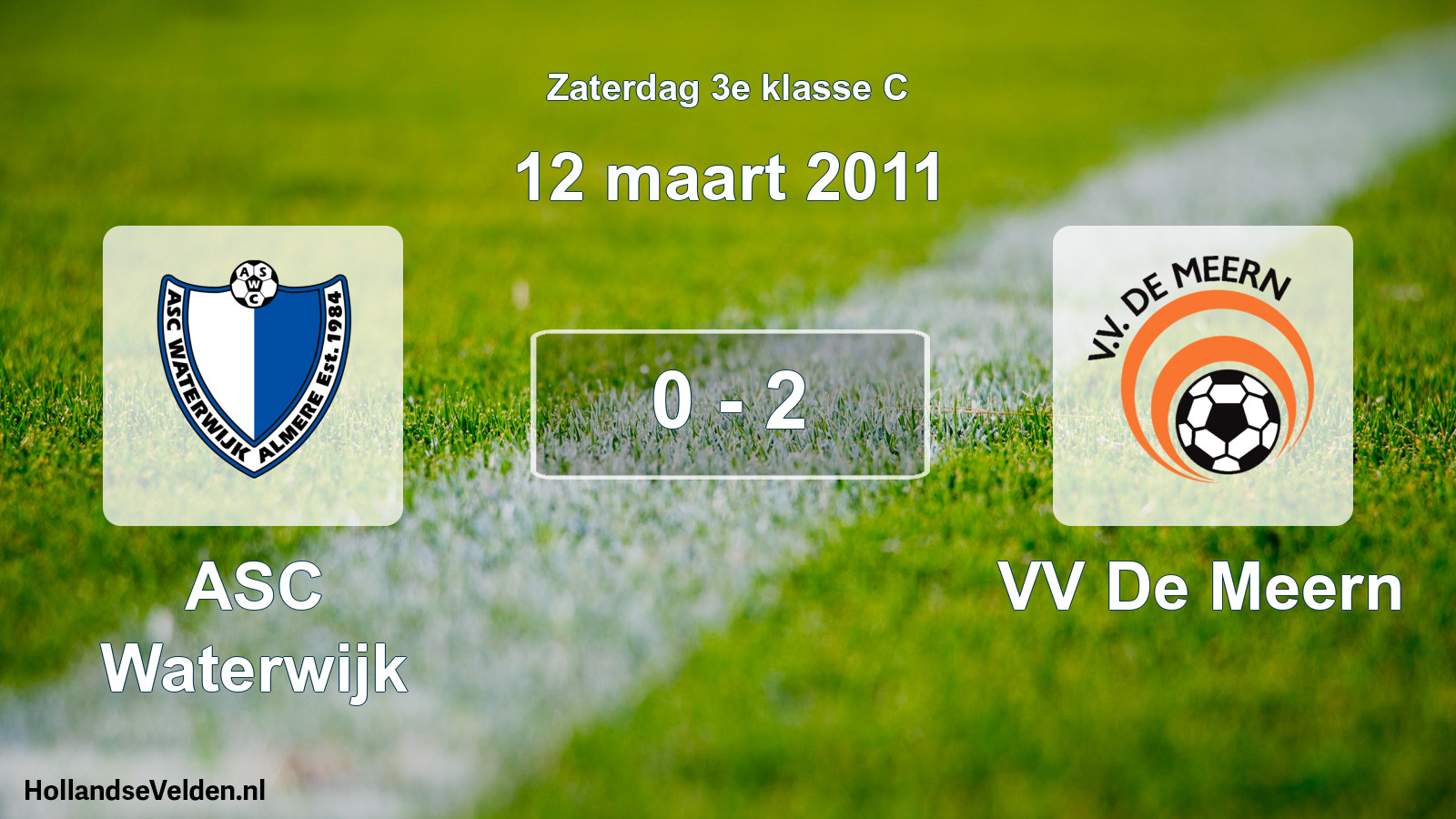 Total number of matches played: ASC Waterwijk - VV De Meern 0 - 2 (12 March 2011)
