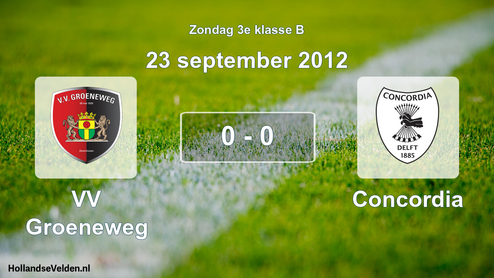 Total number of matches played: VV Groeneweg - Concordia 0 - 0 (23 September 2012)