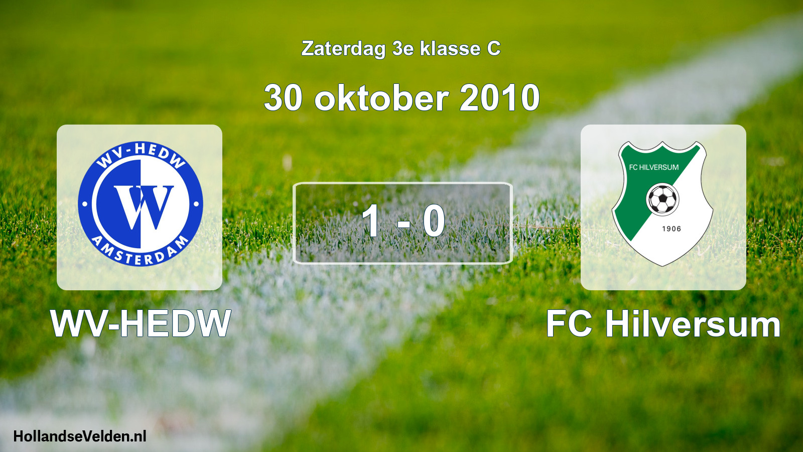 Total number of matches played: WV-HEDW - FC Hilversum 1 - 0 (30 October 2010)