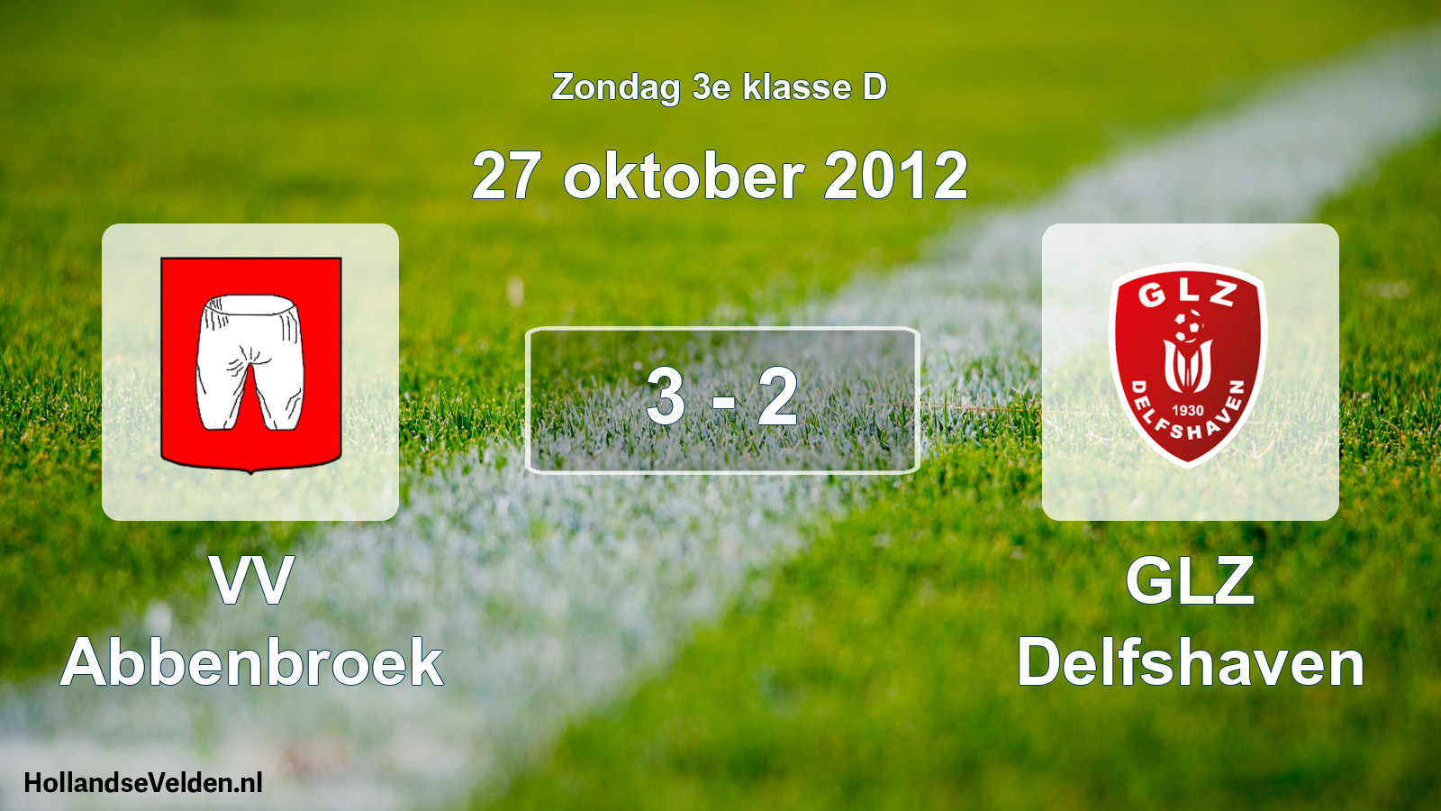 Total number of matches played: VV Abbenbroek - GLZ Delfshaven 3 - 2 (27 October 2012)