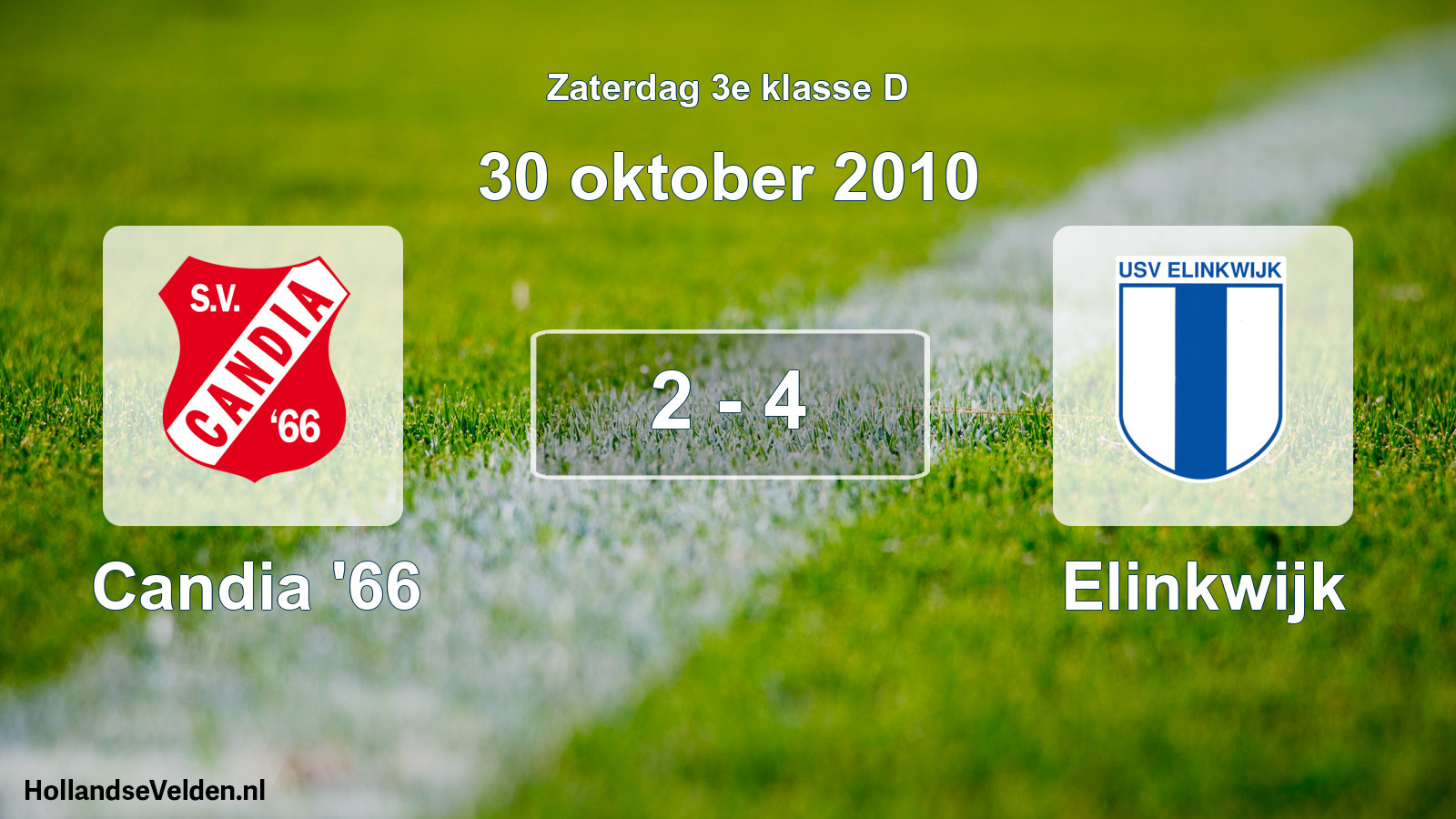 Total number of matches played: Candia '66 - Elinkwijk 2 - 4 (30 October 2010)