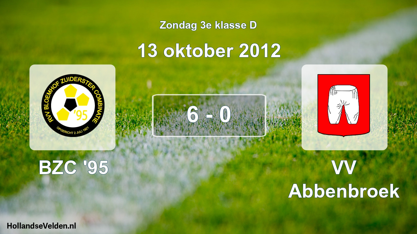 Total number of matches played: BZC '95 - VV Abbenbroek 6 - 0 (13 October 2012)