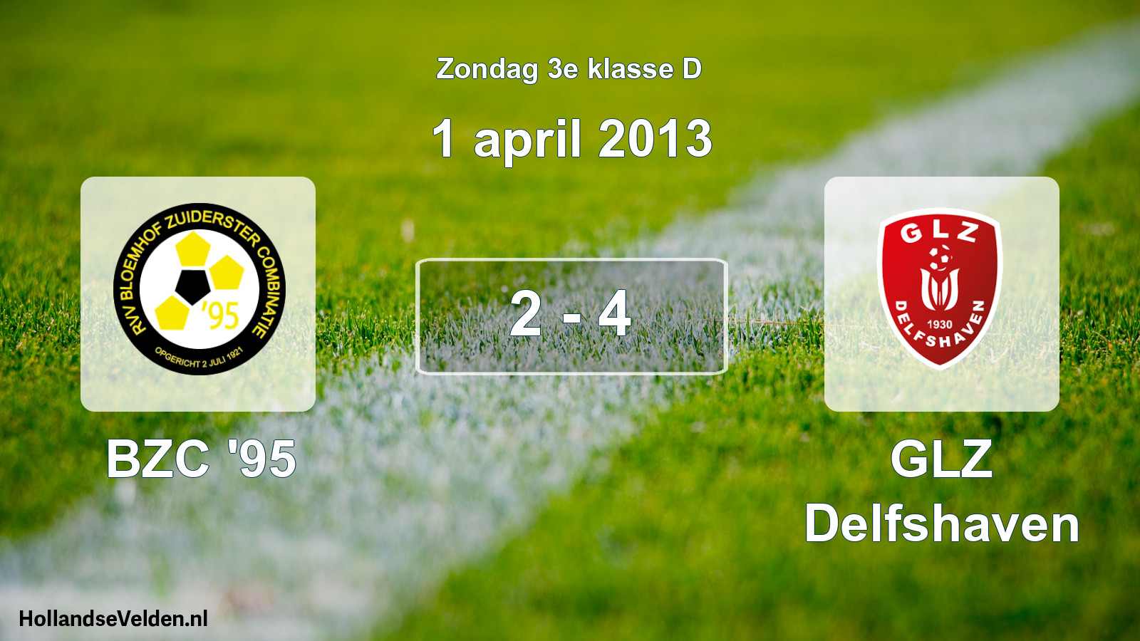 Total number of matches played: BZC '95 - GLZ Delfshaven 2 - 4 (1 April 2013)