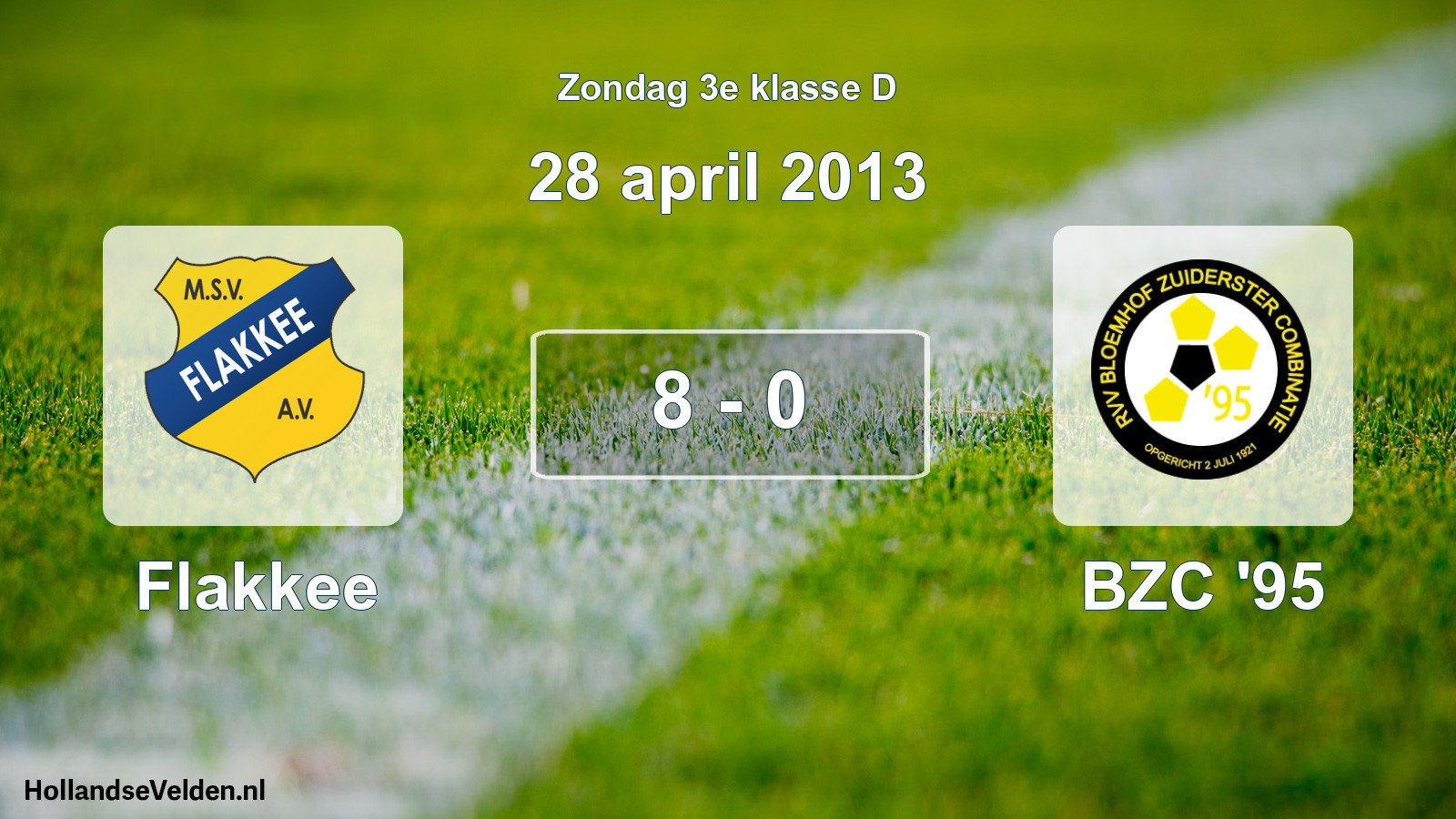 Total number of matches played: Flakkee - BZC '95 8 - 0 (28 April 2013)