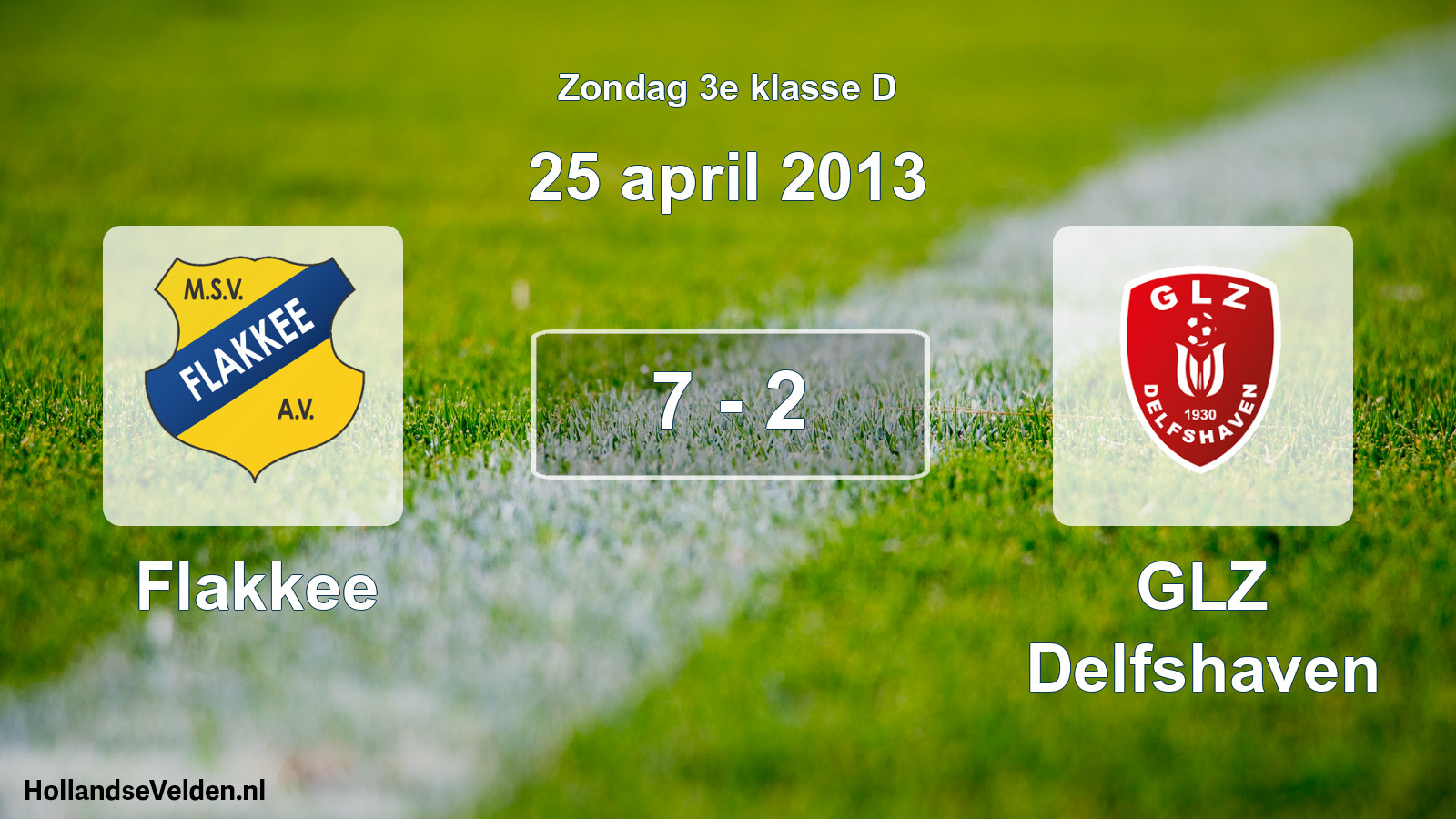 Total number of matches played: Flakkee - GLZ Delfshaven 7 - 2 (25 April 2013)