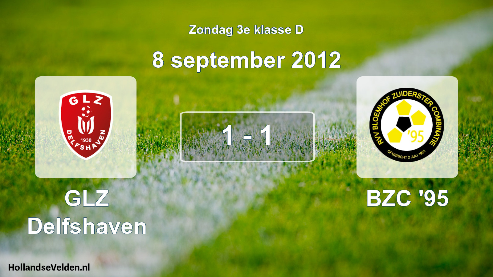 Total number of matches played: GLZ Delfshaven - BZC '95 1 - 1 (8 September 2012)