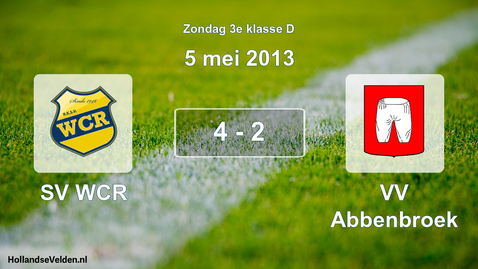Total number of matches played: SV WCR - VV Abbenbroek 4 - 2 (5 May 2013)