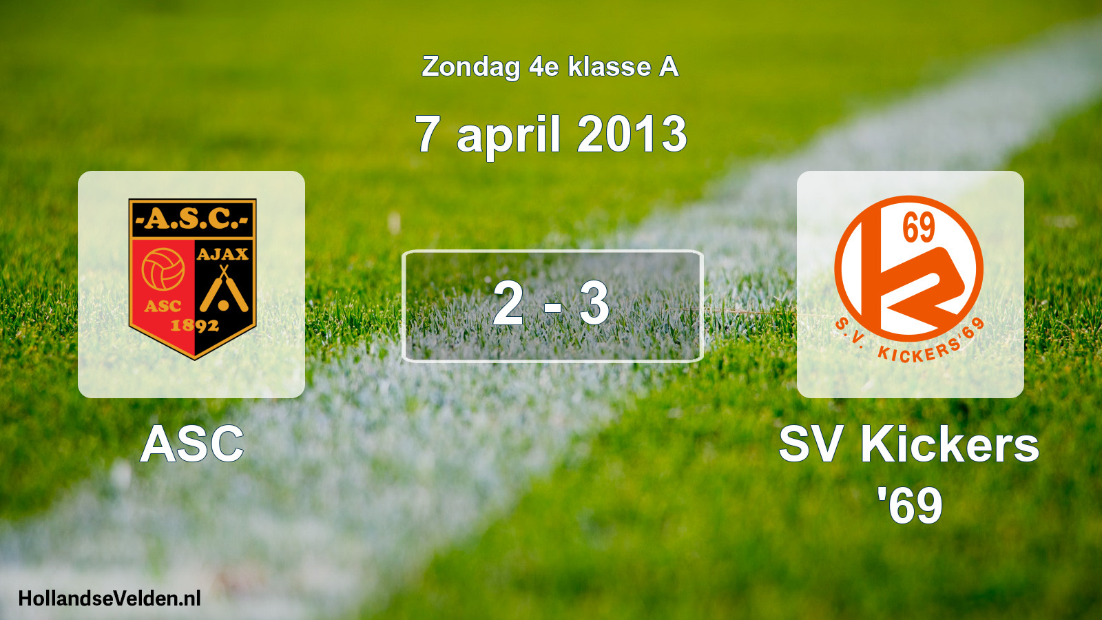Total number of matches played: ASC - SV Kickers '69 2 - 3 (7 April 2013)