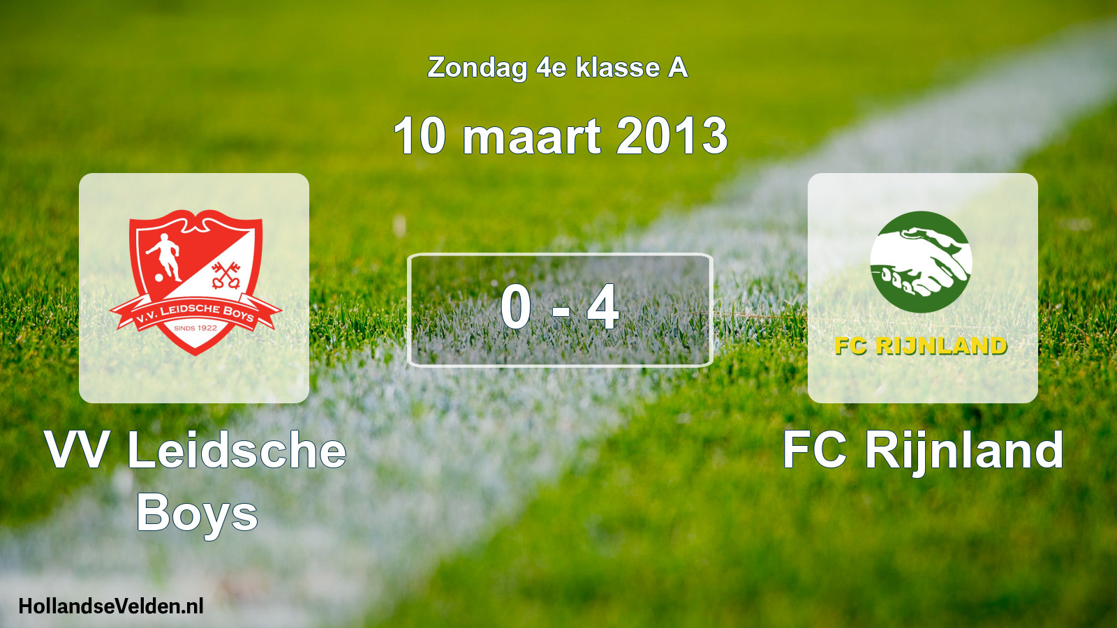 Total number of matches played: VV Leidsche Boys - FC Rijnland 0 - 4 (10 March 2013)