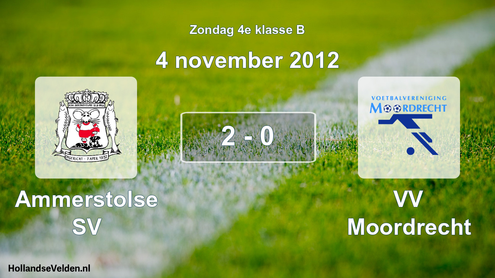 Total number of matches played: Ammerstolse SV - VV Moordrecht 2 - 0 (4 November 2012)