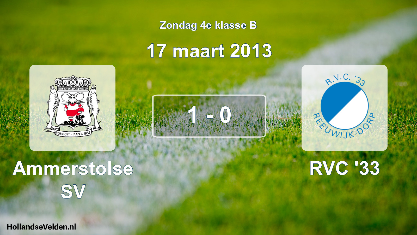 Total number of matches played: Ammerstolse SV - RVC '33 1 - 0 (17 March 2013)