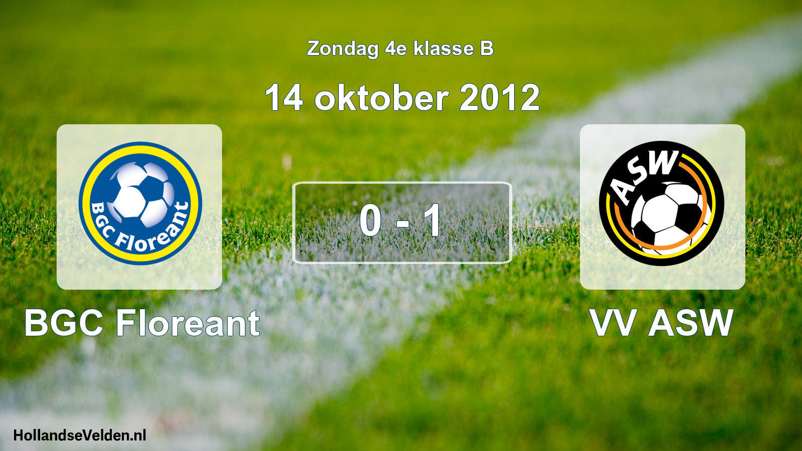 Total number of matches played: BGC Floreant - VV ASW 0 - 1 (14 October 2012)