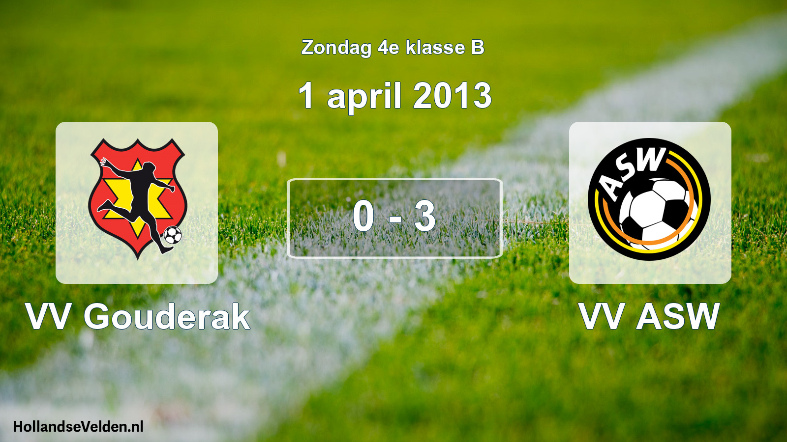 Total number of matches played: VV Gouderak - VV ASW 0 - 3 (1 April 2013)