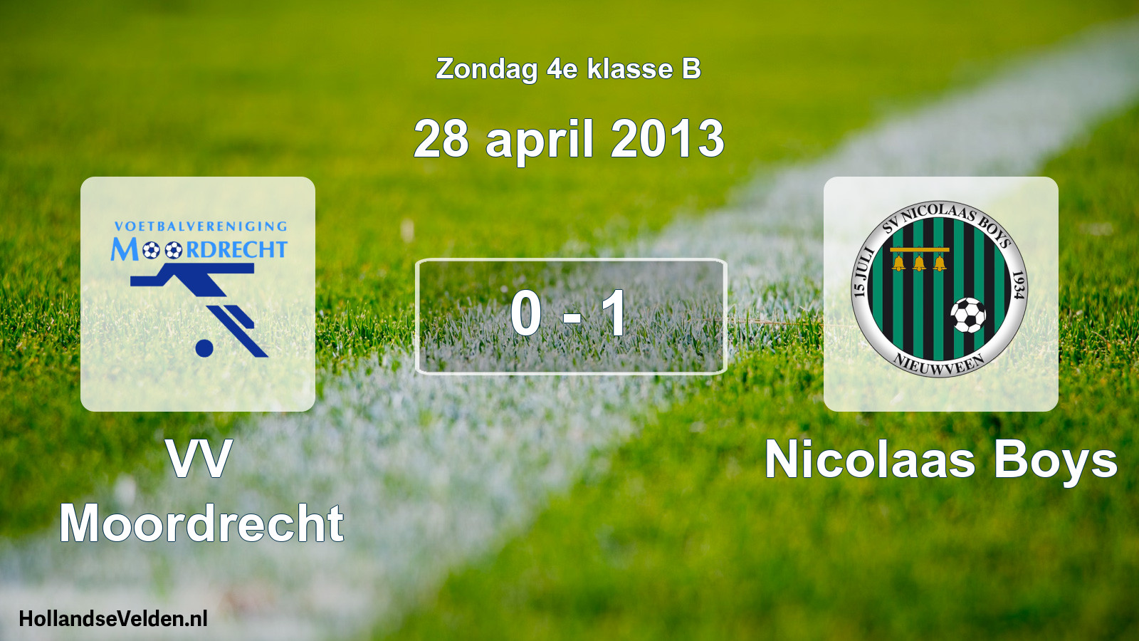 Total number of matches played: VV Moordrecht - Nicolaas Boys 0 - 1 (28 April 2013)
