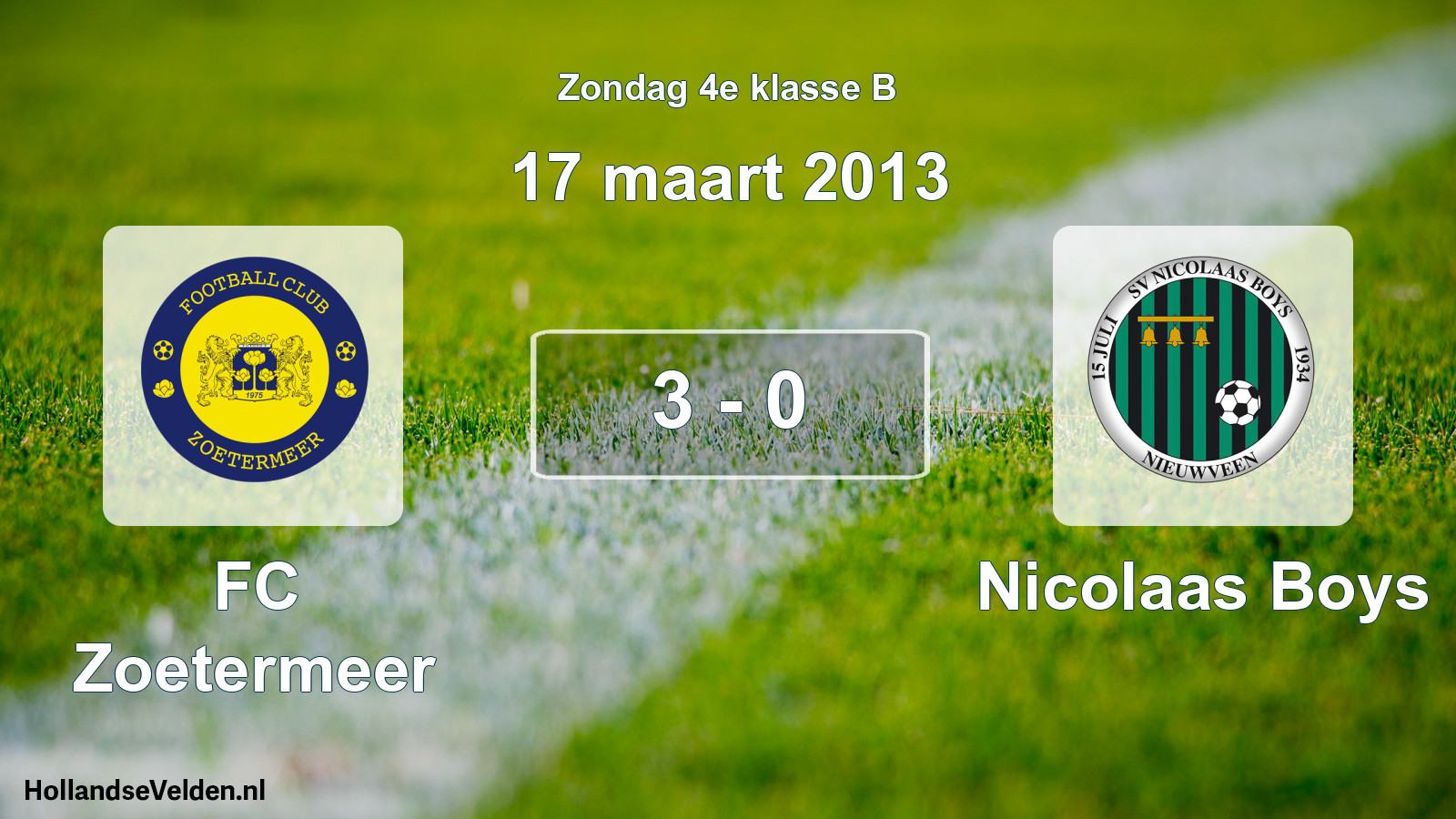 Total number of matches played: FC Zoetermeer - Nicolaas Boys 3 - 0 (17 March 2013)