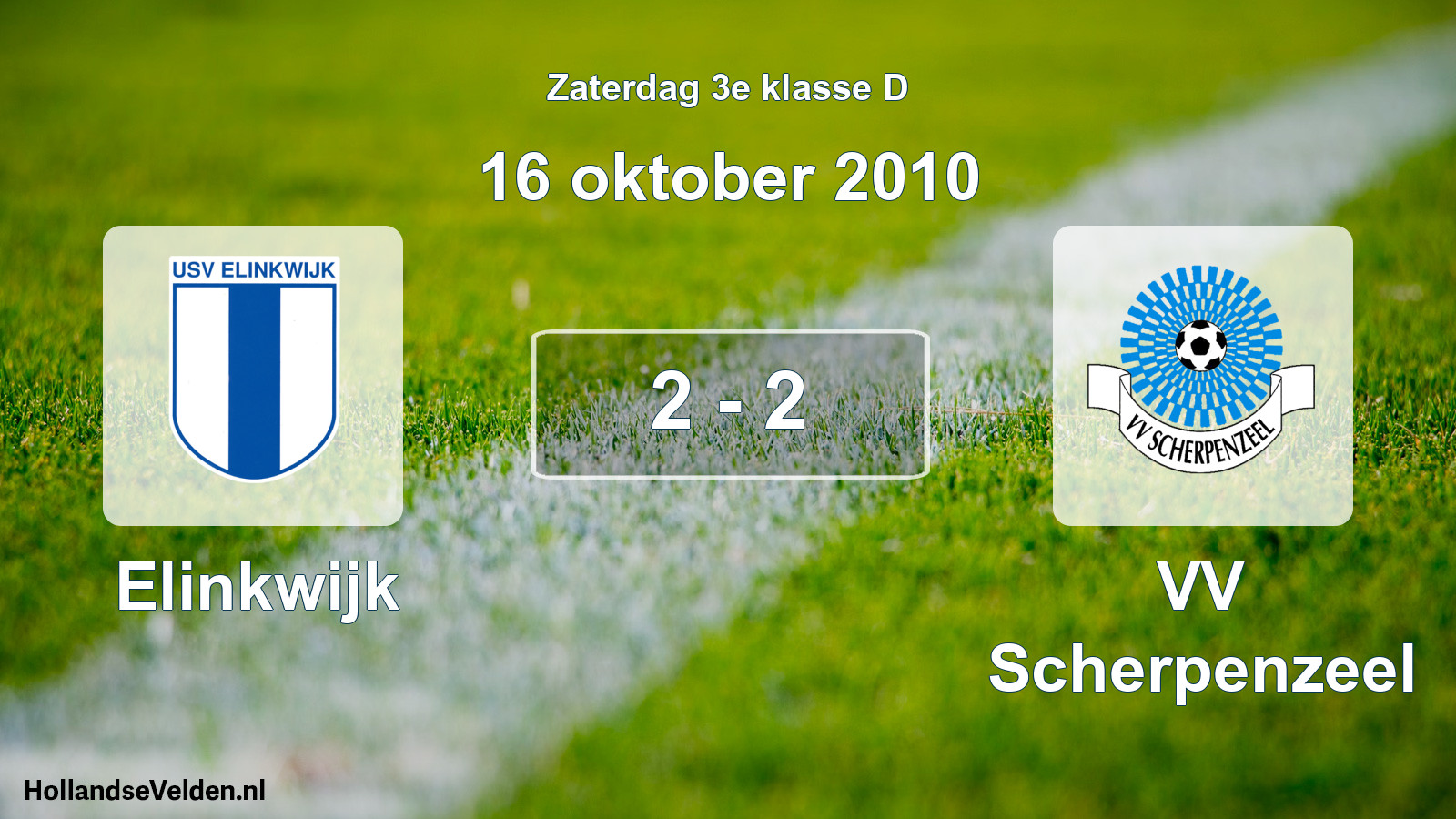 Total number of matches played: Elinkwijk - VV Scherpenzeel 2 - 2 (16 October 2010)
