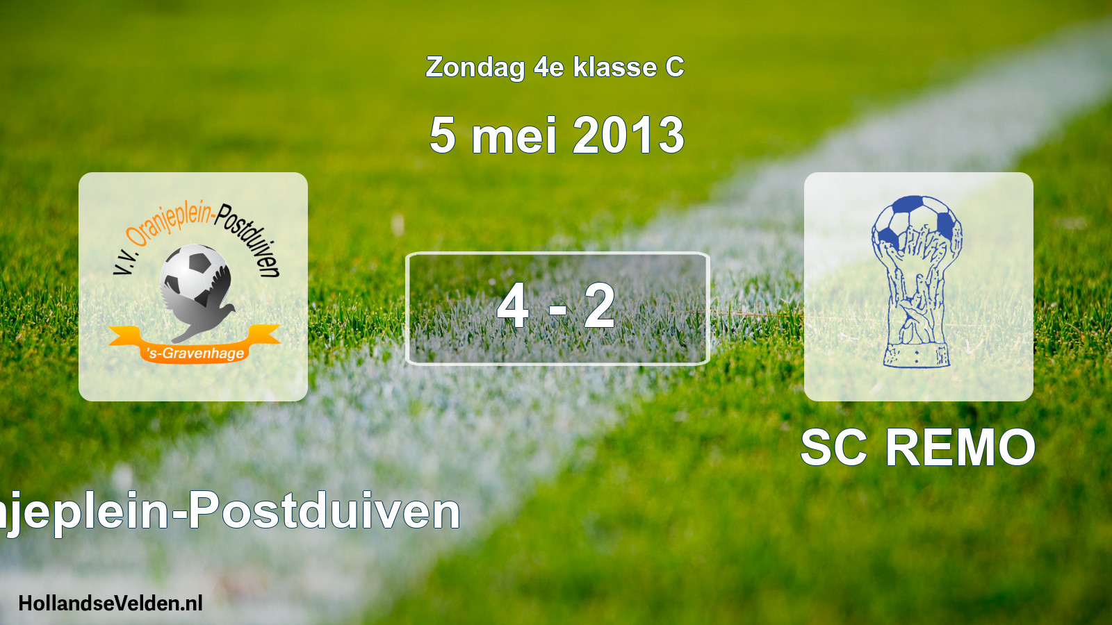Total number of matches played: Oranjeplein-Postduiven - SC REMO 4 - 2 (5 May 2013)