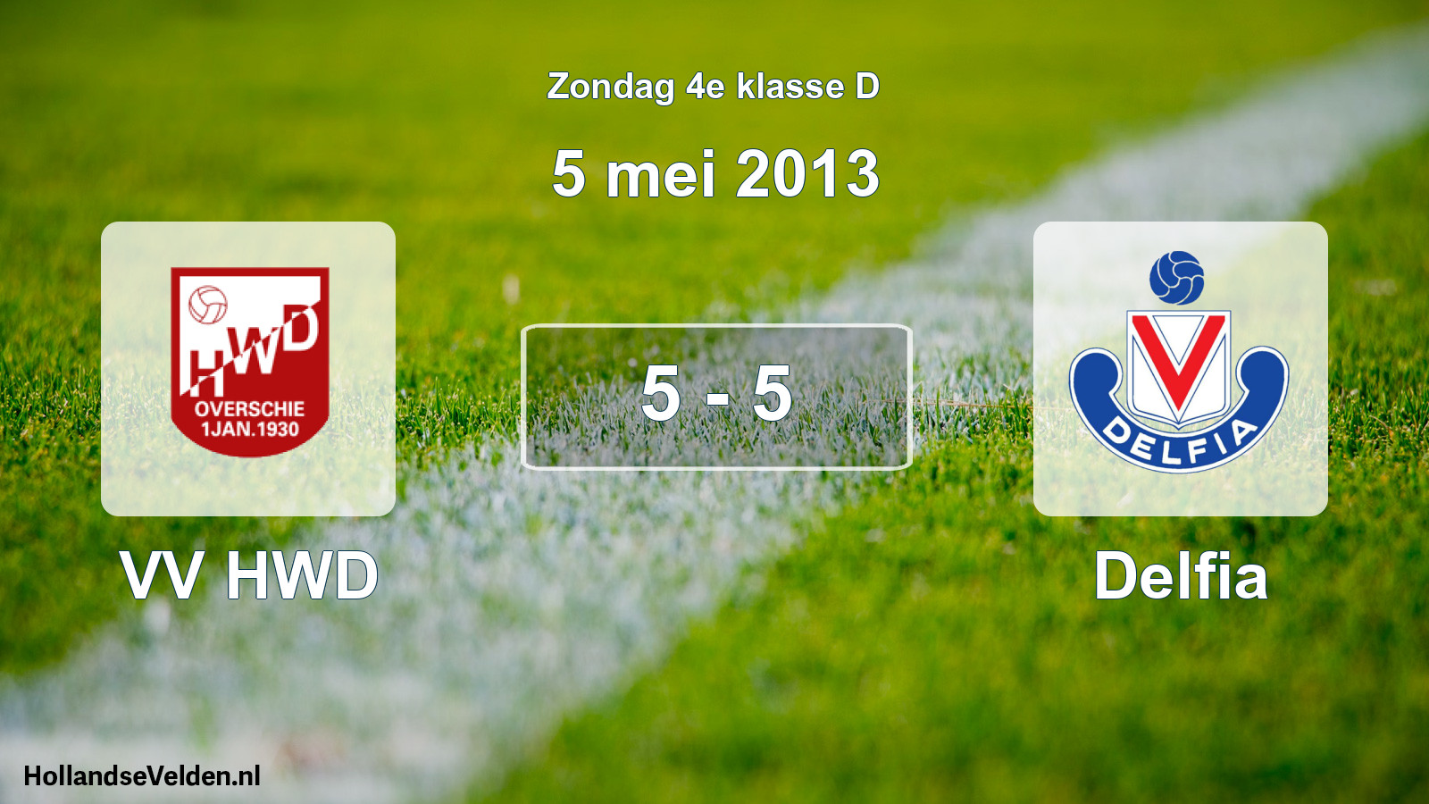 Total number of matches played: VV HWD - Delfia 5 - 5 (5 May 2013)