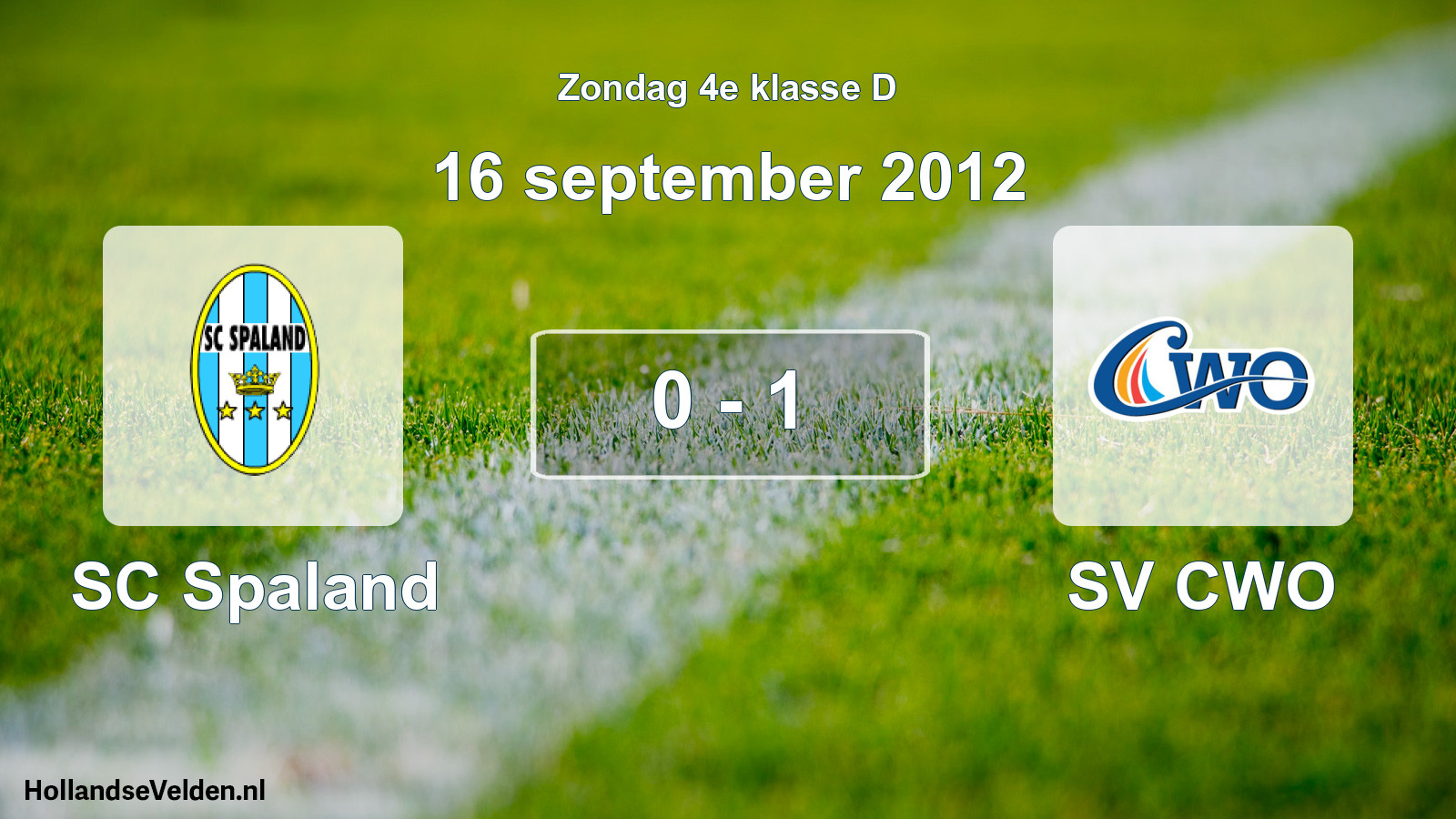 Total number of matches played: SC Spaland - SV CWO 0 - 1 (16 September 2012)